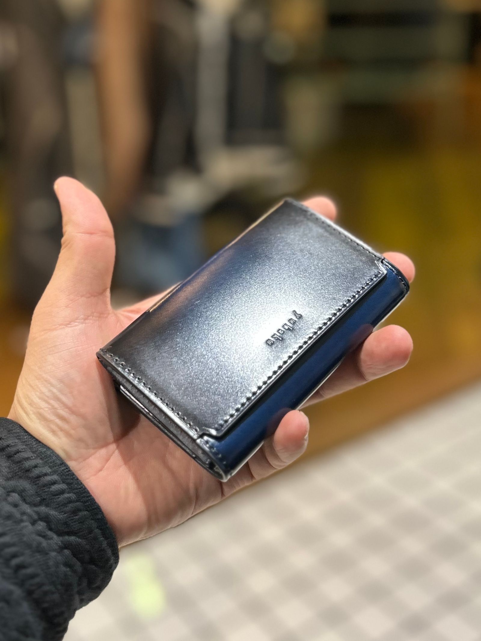 コードバン 名刺入れ 25枚収納YAC161 Blue 【 yuhaku】