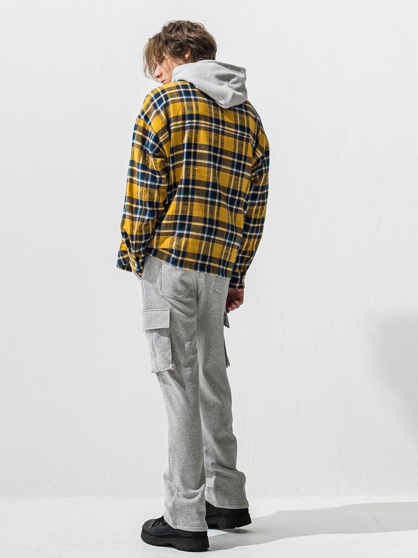 【予約品 9月6日(日) 締切】RC VELOURS FLEECE HOODIE / RCレザーワッペン 裏起毛 ルーズフーディー / グレー