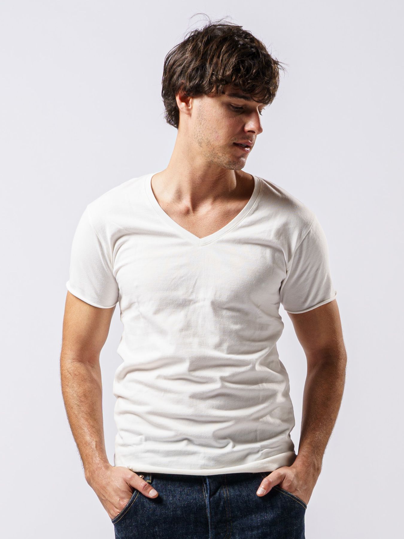 【予約品 1月25日(日) 締切】3 in pack-T S/S / 3インパック ショートスリーブ Tシャツ / ホワイト / クルーネック、Vネック、ディープVネック