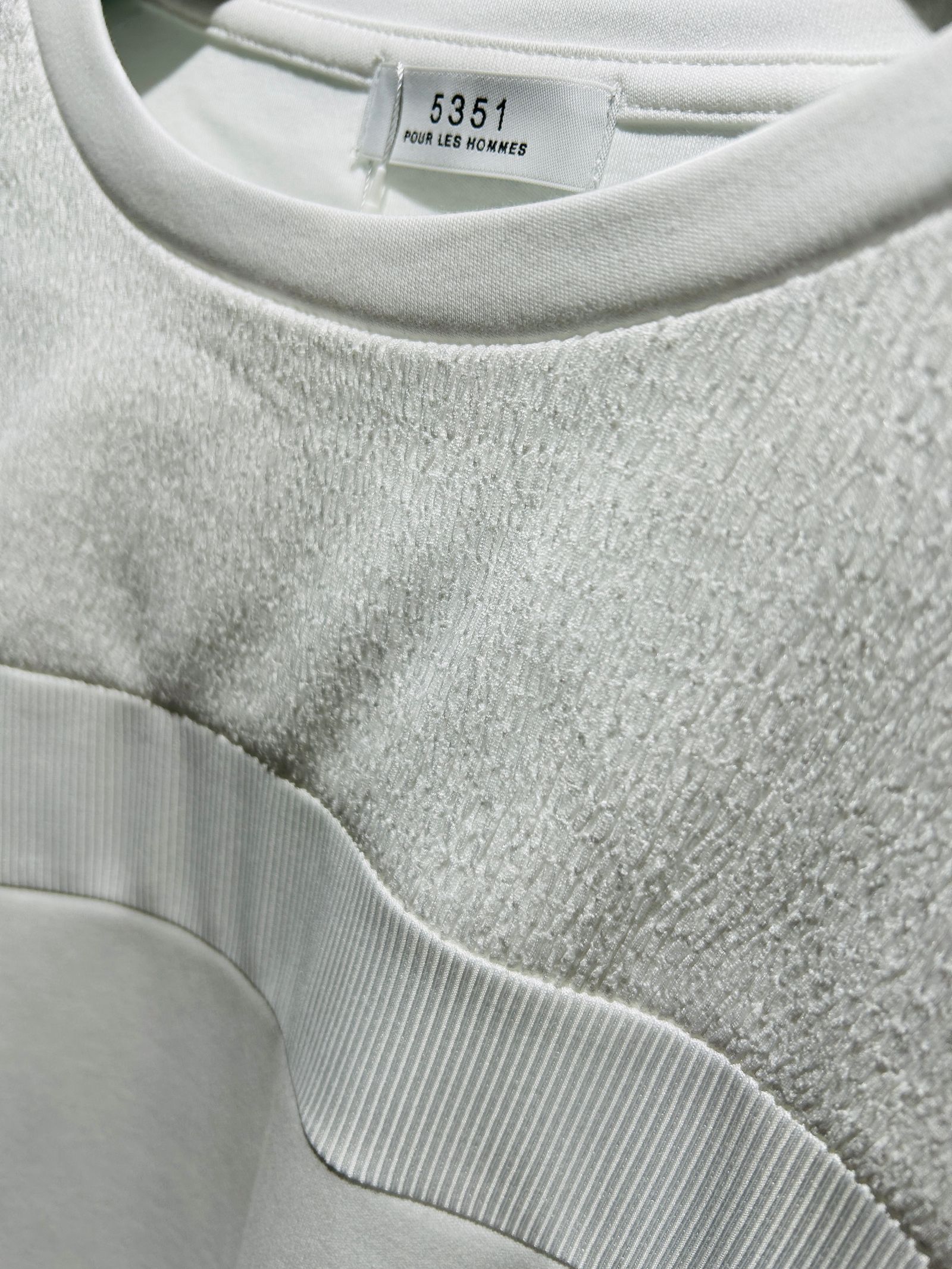 3素材コンビネーション 長袖 TシャツWHITE【5351 POUR LES HOMMES】