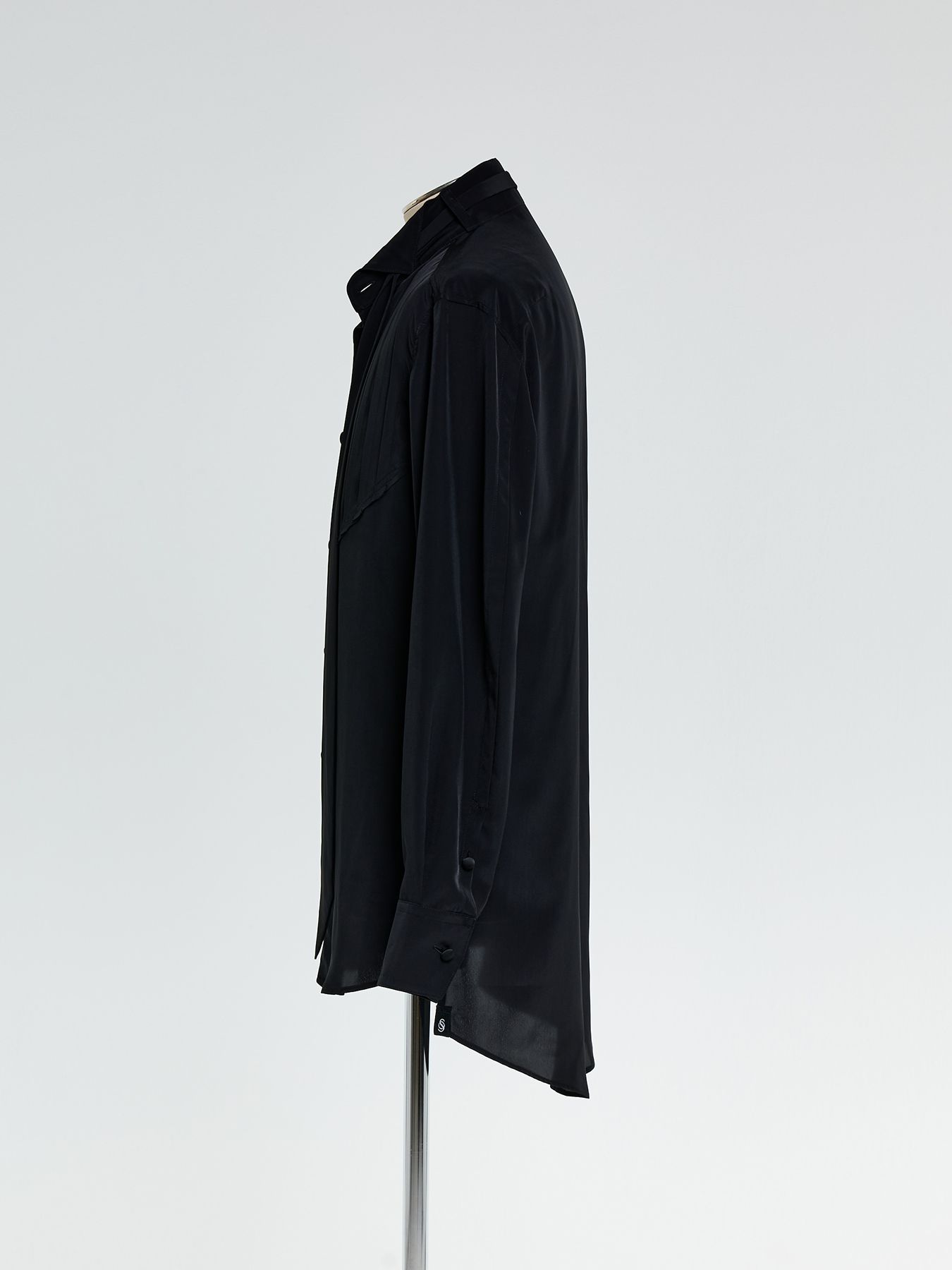【予約品 10月26日(日) 締切】Pin Tuck Ribbon Shirt / ピンタックリボンシャツ / ブラック