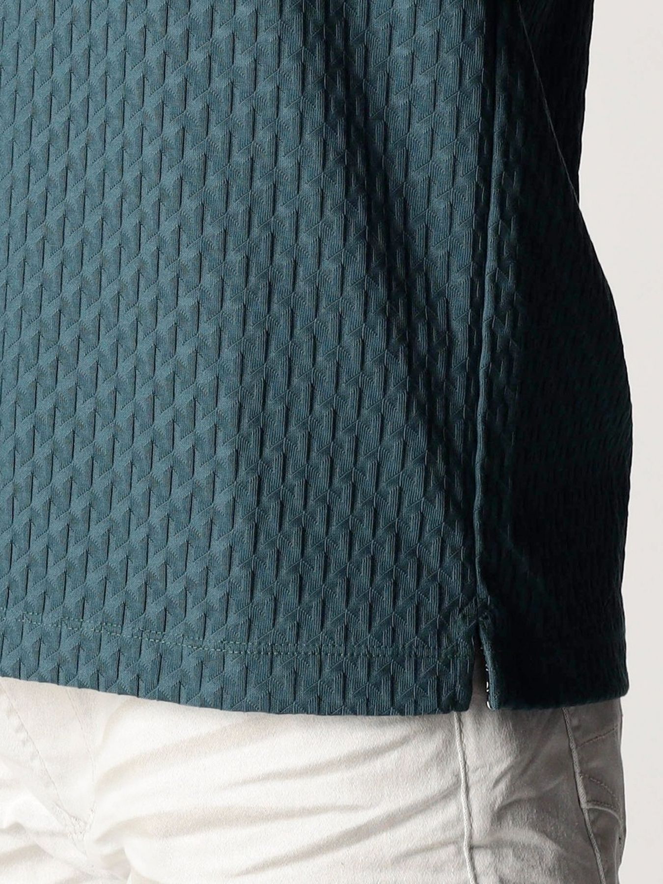 リンクスジャカードスキッパーポロシャツ / ブルー【NICOLE CLUB FOR MEN】