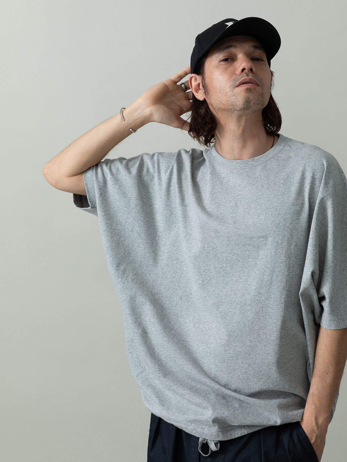 【予約品 2月1日(日) 締切】KITE TEE embroidery / 刺繍 ニットT / 杢グレー