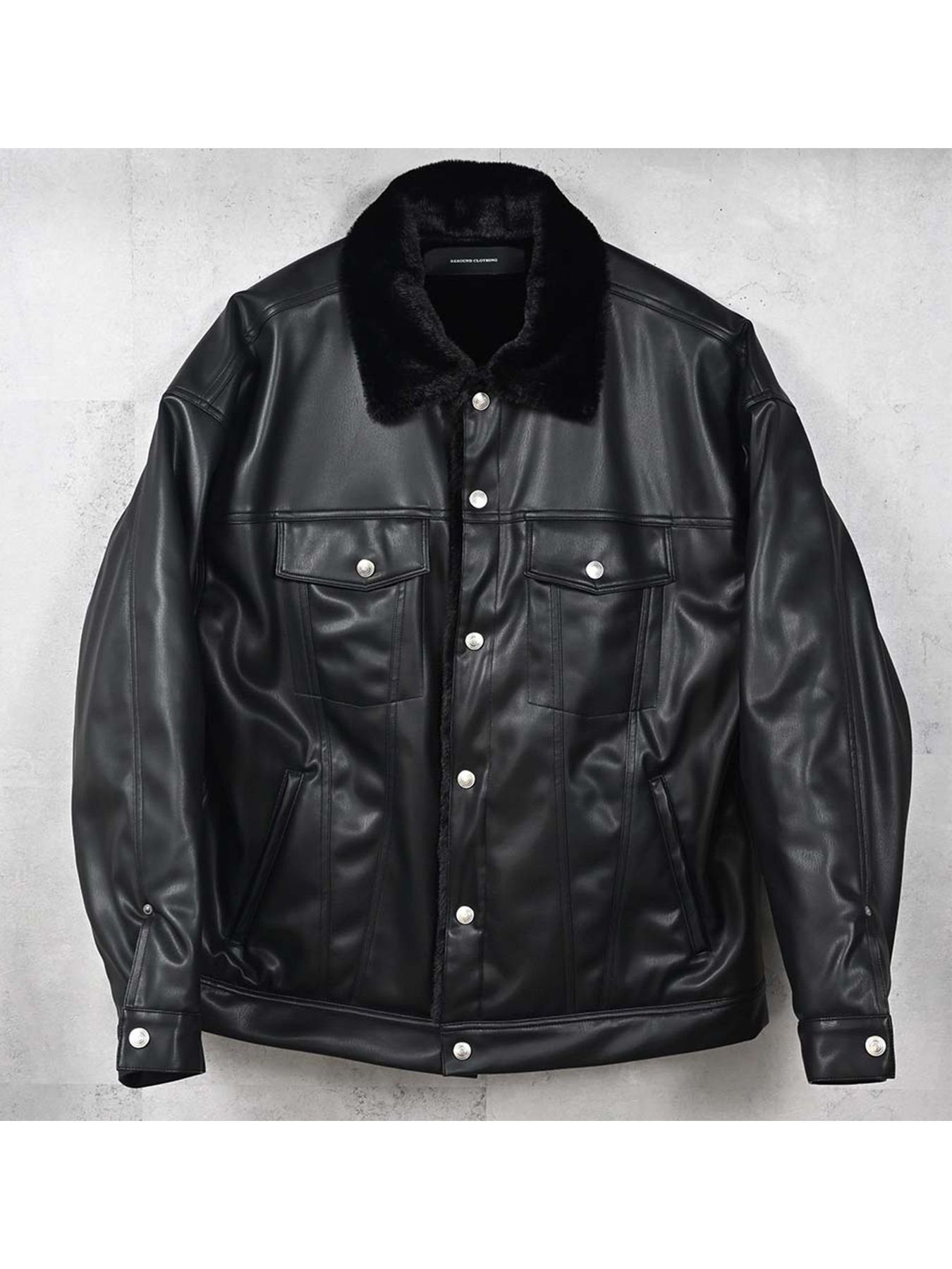 【予約品 9月6日(日) 締切】LEATHER FUR OVER G / レザー ファー オーバー Gジャン / ブラック