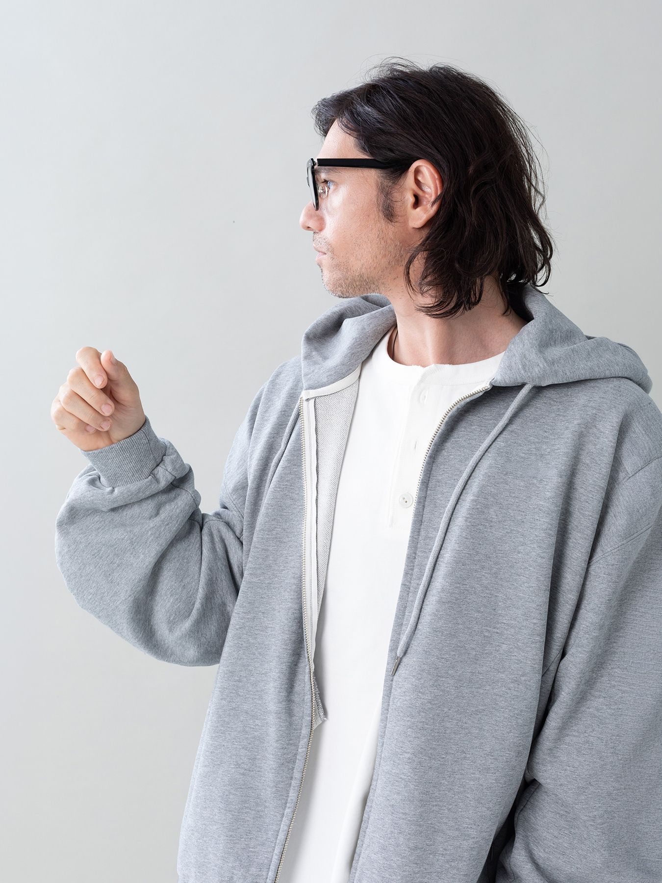 【予約品 5月6日(水) 締切】MOLD-SWEATPARKA / スウェットジップパーカー / 杢グレー
