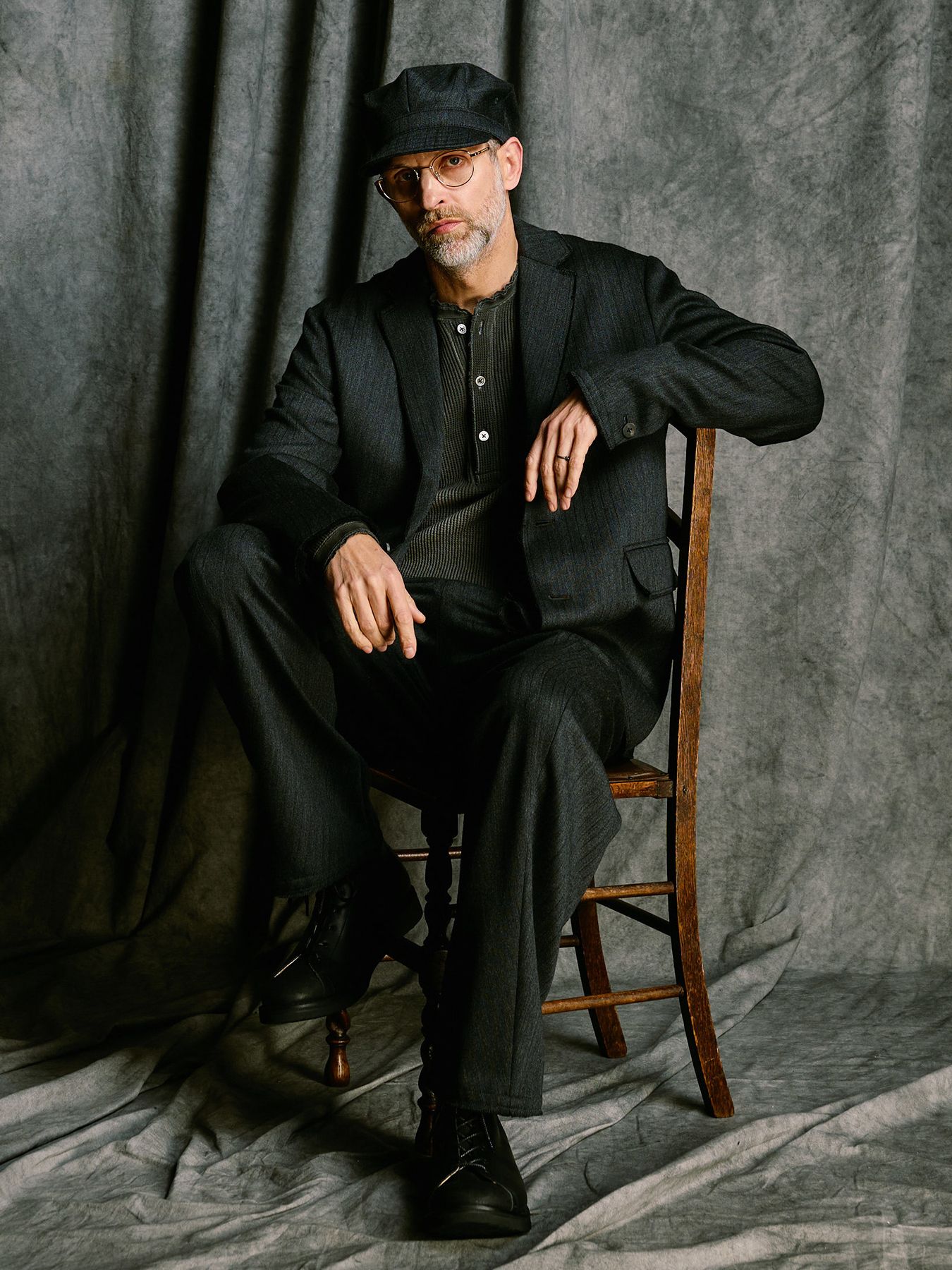 【予約品 4月19日(日) 18時締切】venetian stripe engineer cap / ヴェネツィアン ストライプ エンジニアキャップ / チャコール