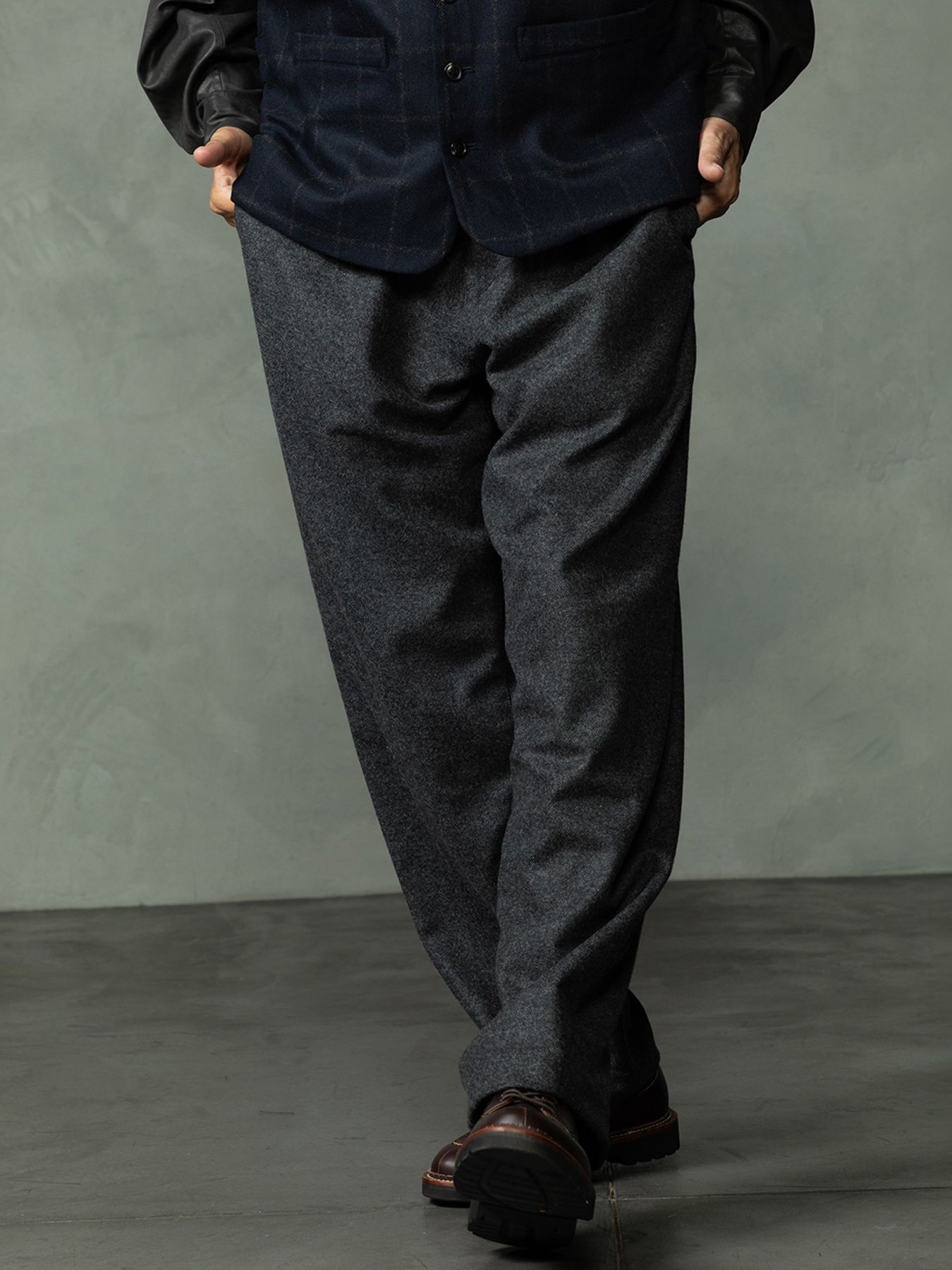 【予約品 7月5日(日) 締切】WOOLBASTE TROUSERS / ウールトラウザーズ / 杢チャコール