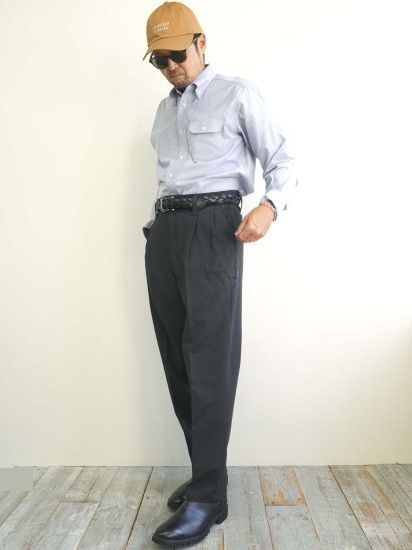 TC オフィサーパンツ 2タックチャコールグレーmade in Japan 【BROOKYM OVERALL】