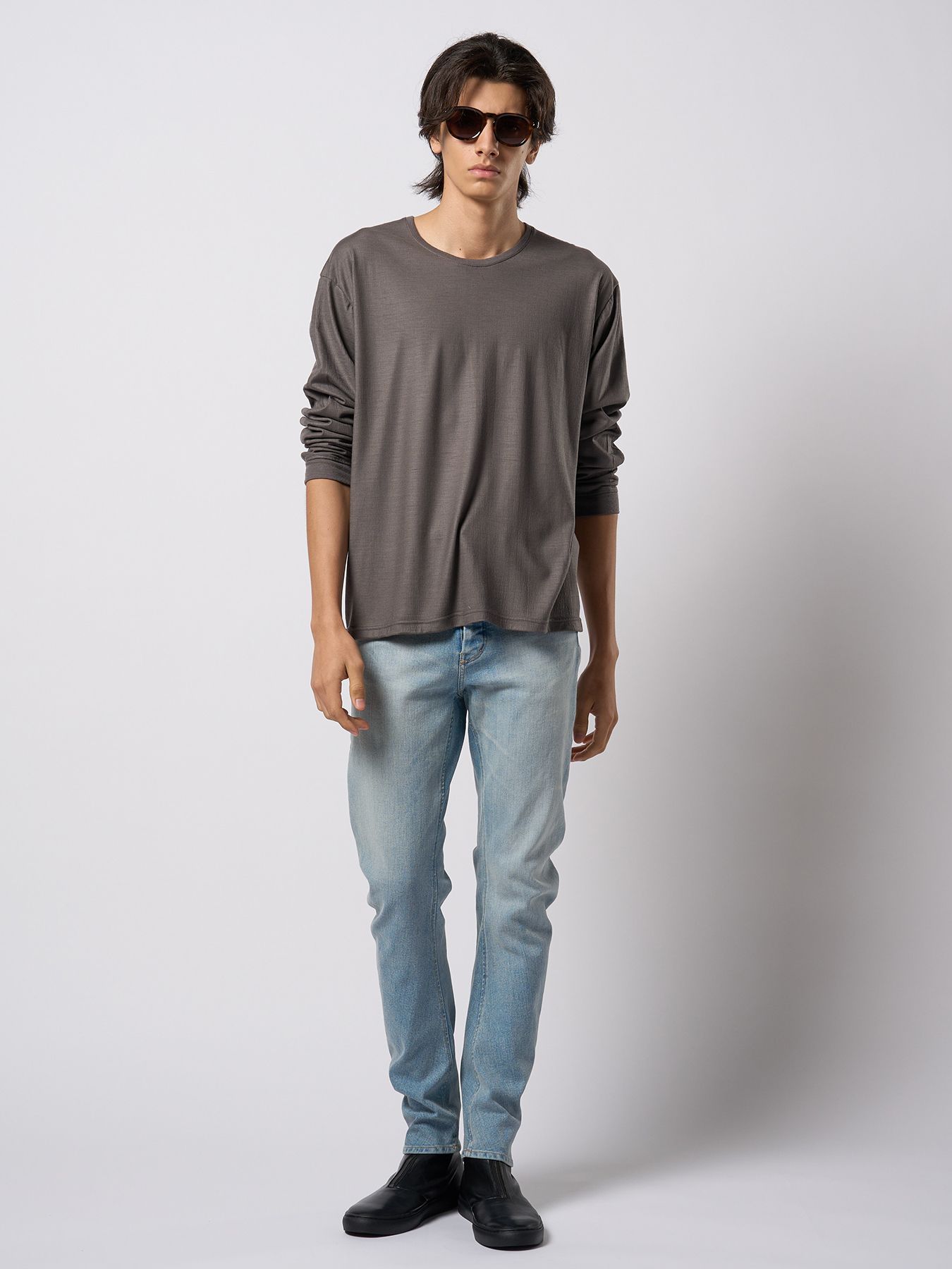 【予約品 9月23日(火) 締切】ex.comfy wool L/S / エクスコンフィーウール ロングスリーブ / スチールグレー