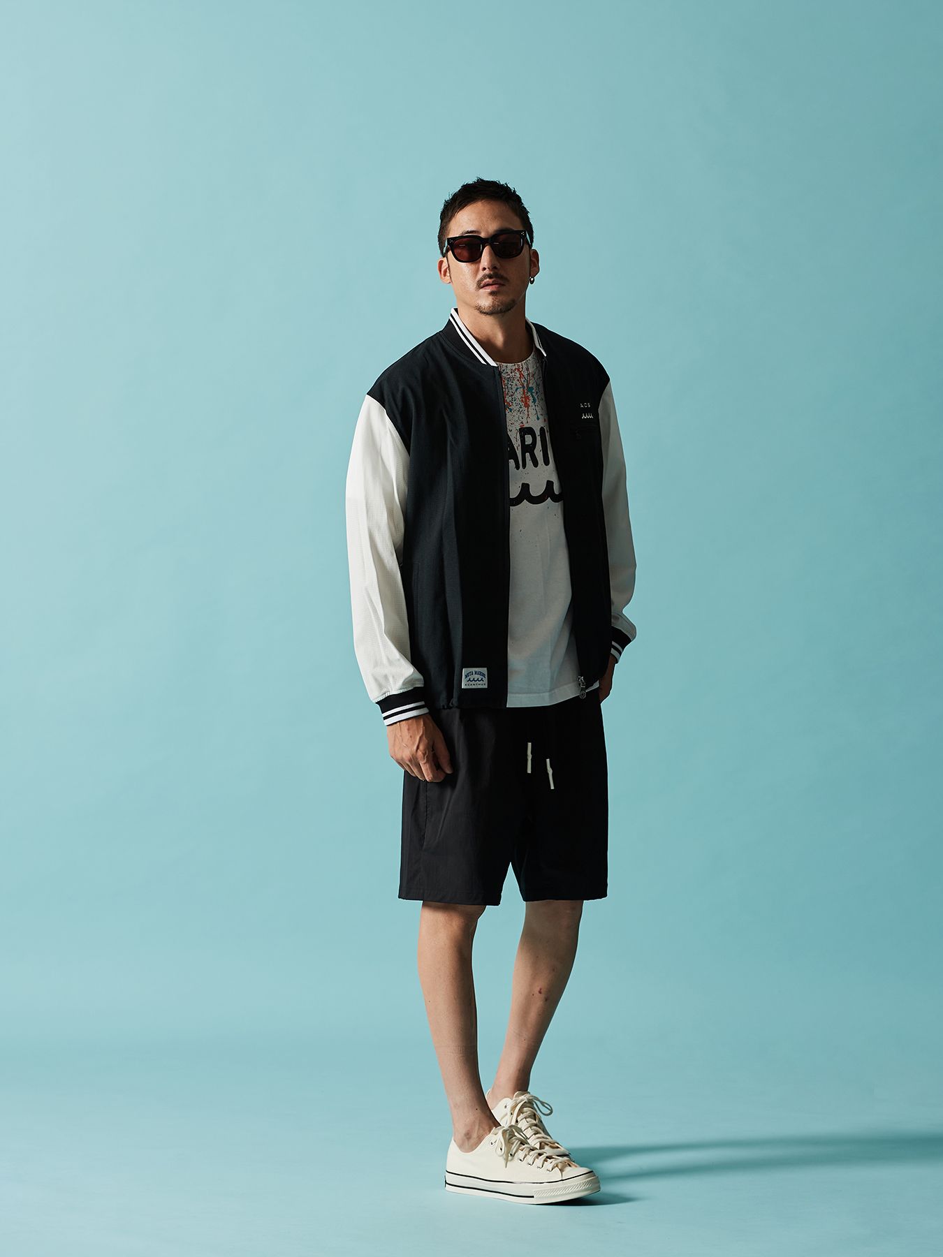 【予約品 10月9日(木) 締切】muta Dot Air(R) Ventilation Jacket / リブブルゾン / ブラック×ホワイト【Acanthus × muta MARINE】