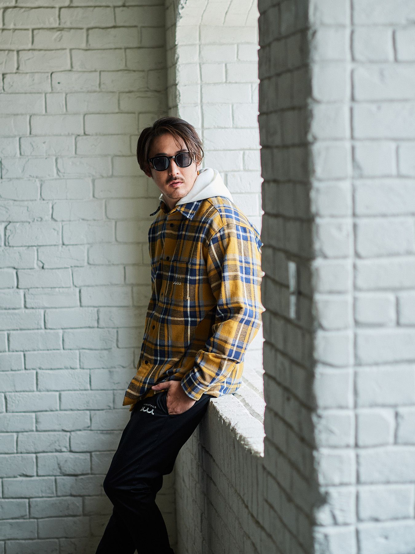【予約品 】muta Hooded Flannel Shirts / フードシャツジャケット / イエロー【Acanthus × muta MARINE】