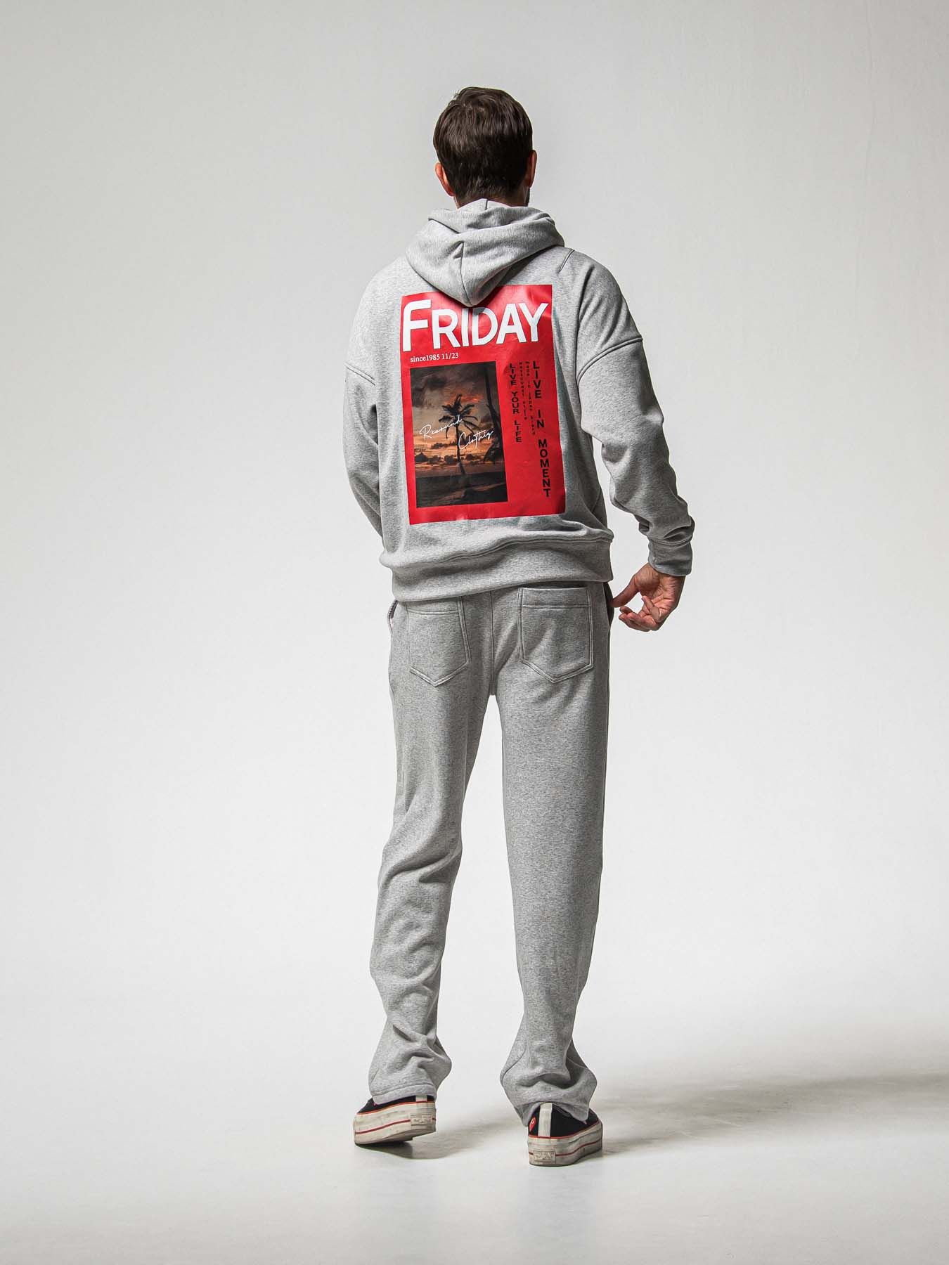 【予約品 8月31日(日) 締切】FRIDAY OLD COVER VEROURS FLEECE HOODIE / FRIDAYコラボ オールドカバー ベロアフリース フーディ / グレー