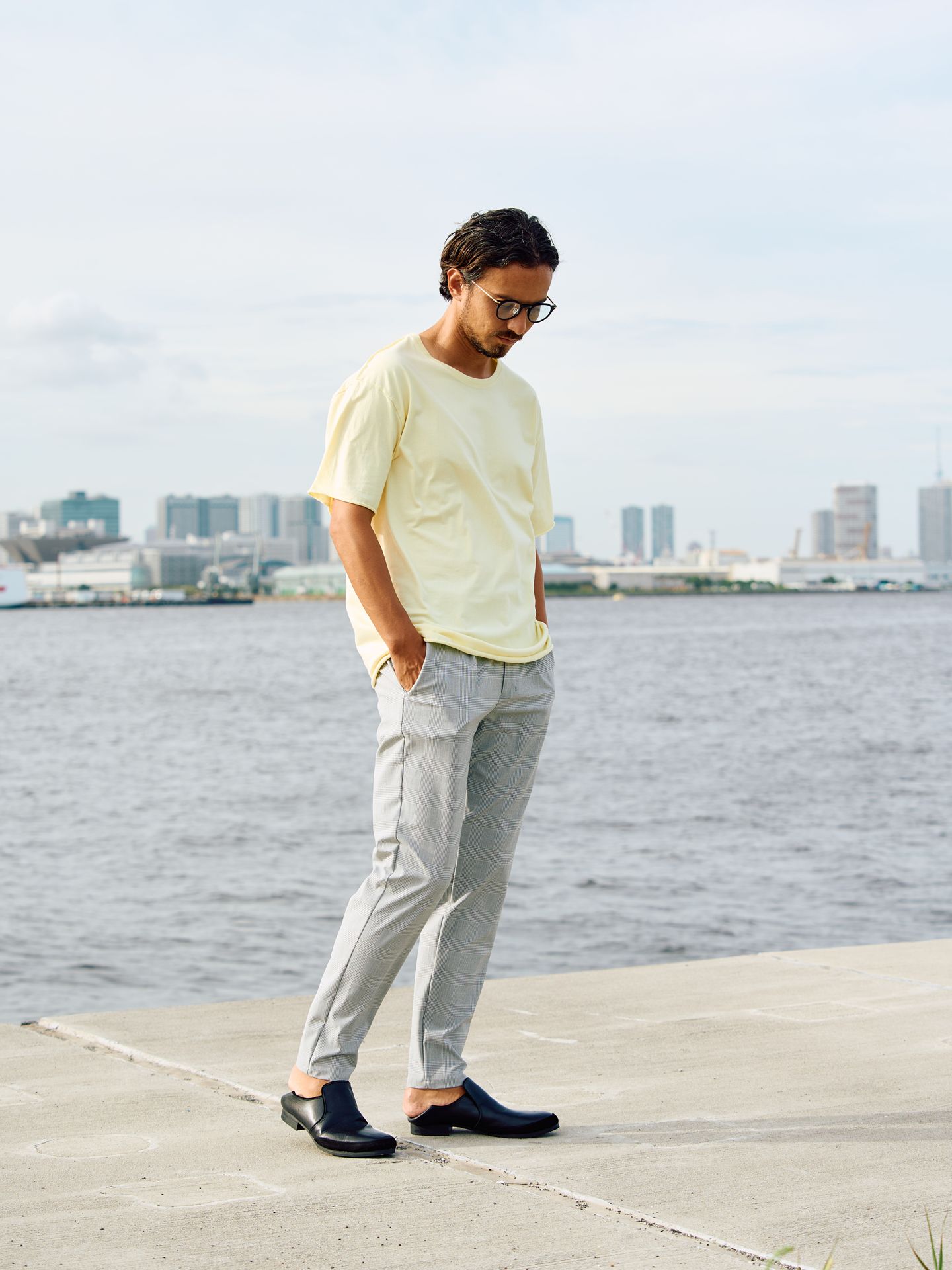 【予約品9月19日 10時締め】 slim easy slacks  / スリムスラックス / グレーチェック