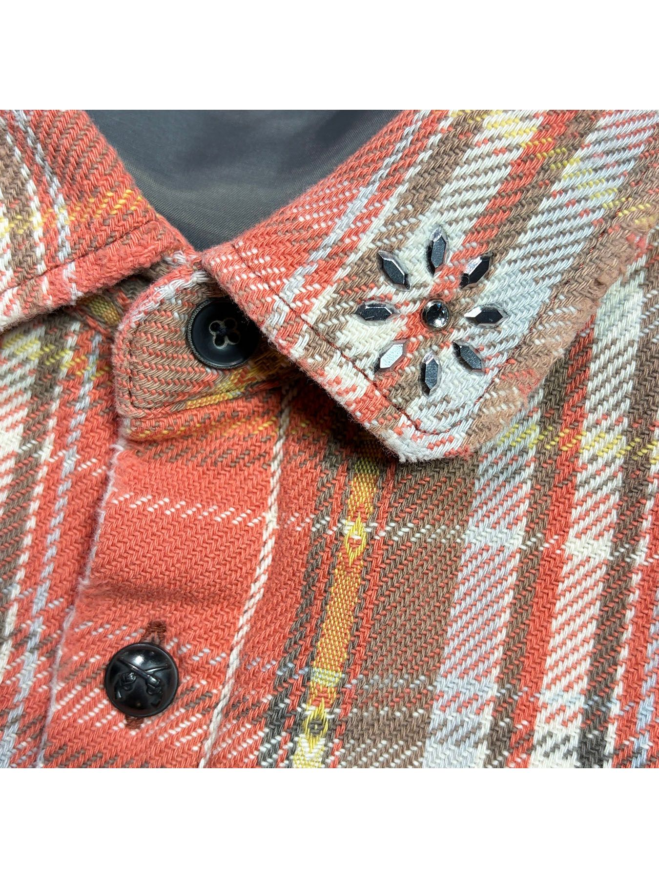 【予約品 3月9日(月) 18:00 締切】STUDS CHECK SH METAL / メタルクロスガン スタッズ チェックシャツ / レッド