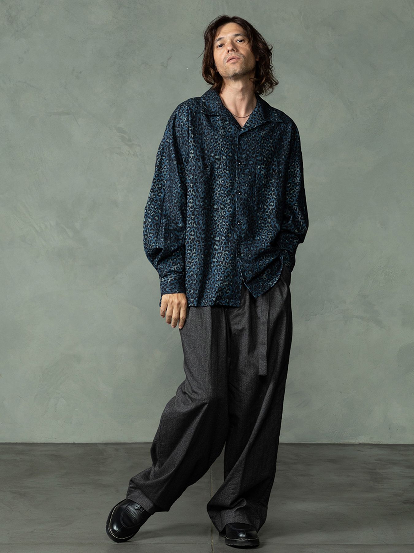 【予約品 7月5日(日) 締切】LEOPARD FLANNELSHIRTS / レオパード フランネルシャツ / ネイビー