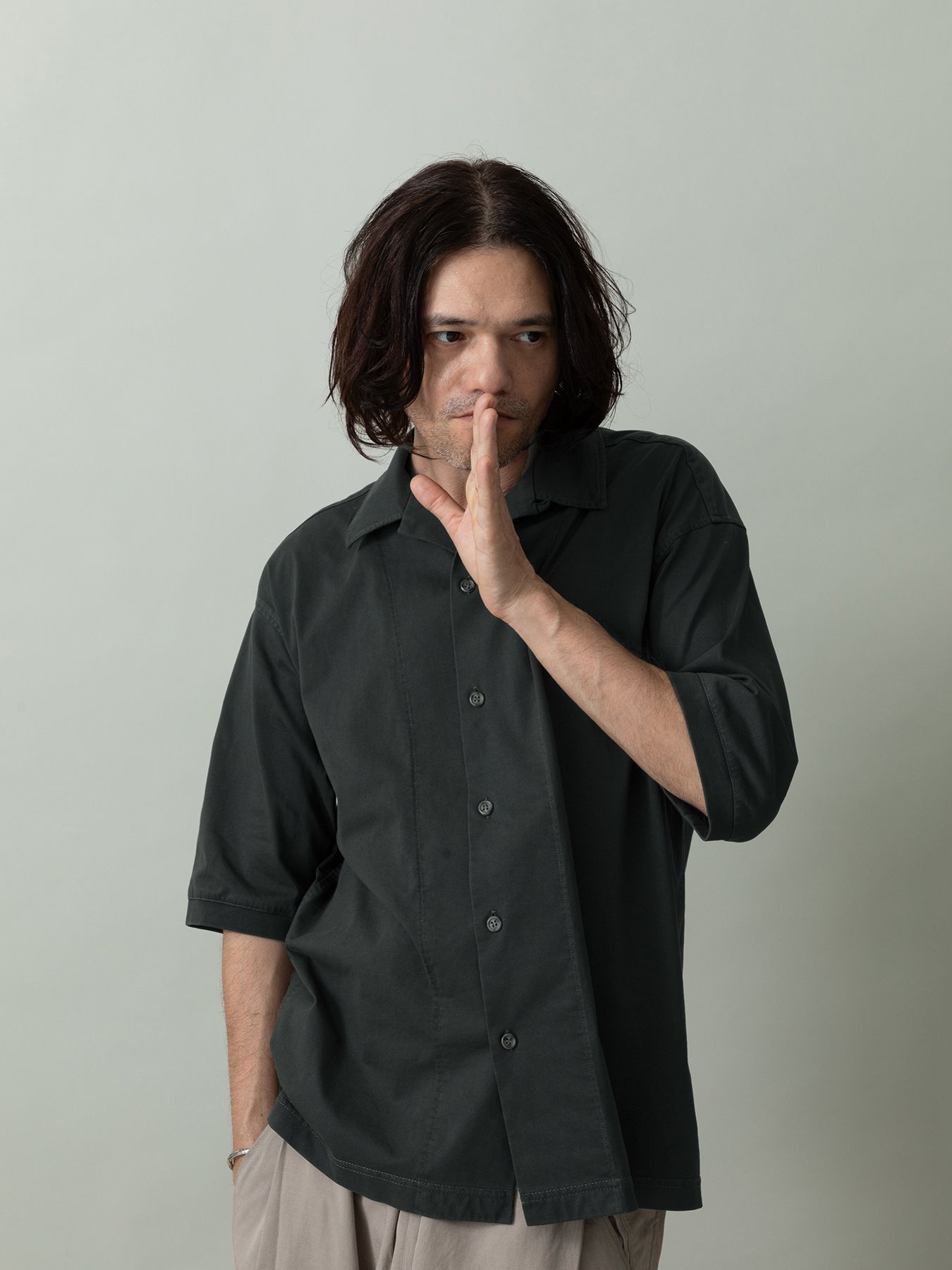 【予約品 2月1日(日) 締切】CUTSHIRTS / オープンカラーシャツ / グレー