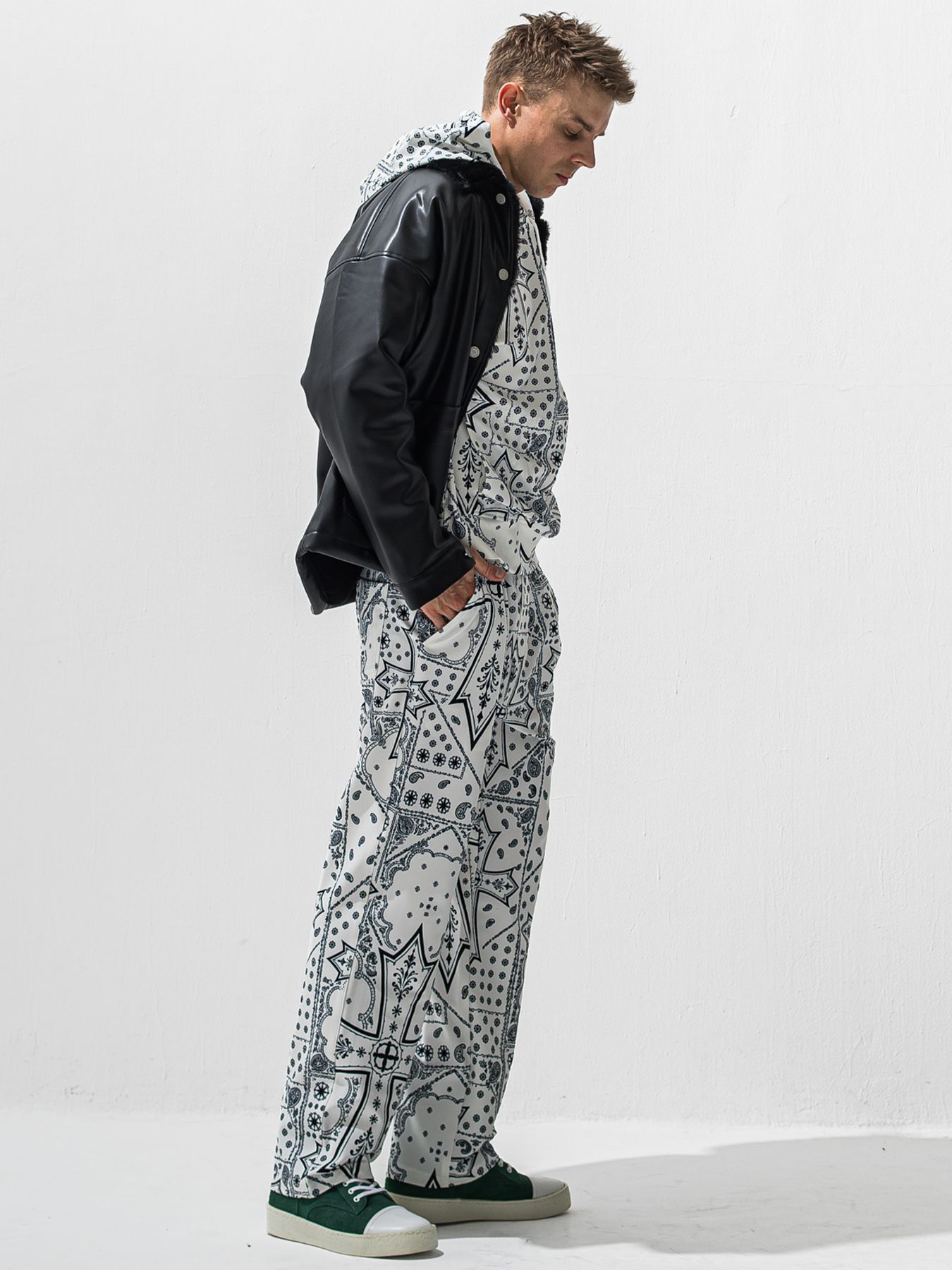 【予約品 9月6日(日) 締切】LEATHER FUR COVERALL / レザー ファー カバーオール / ブラック