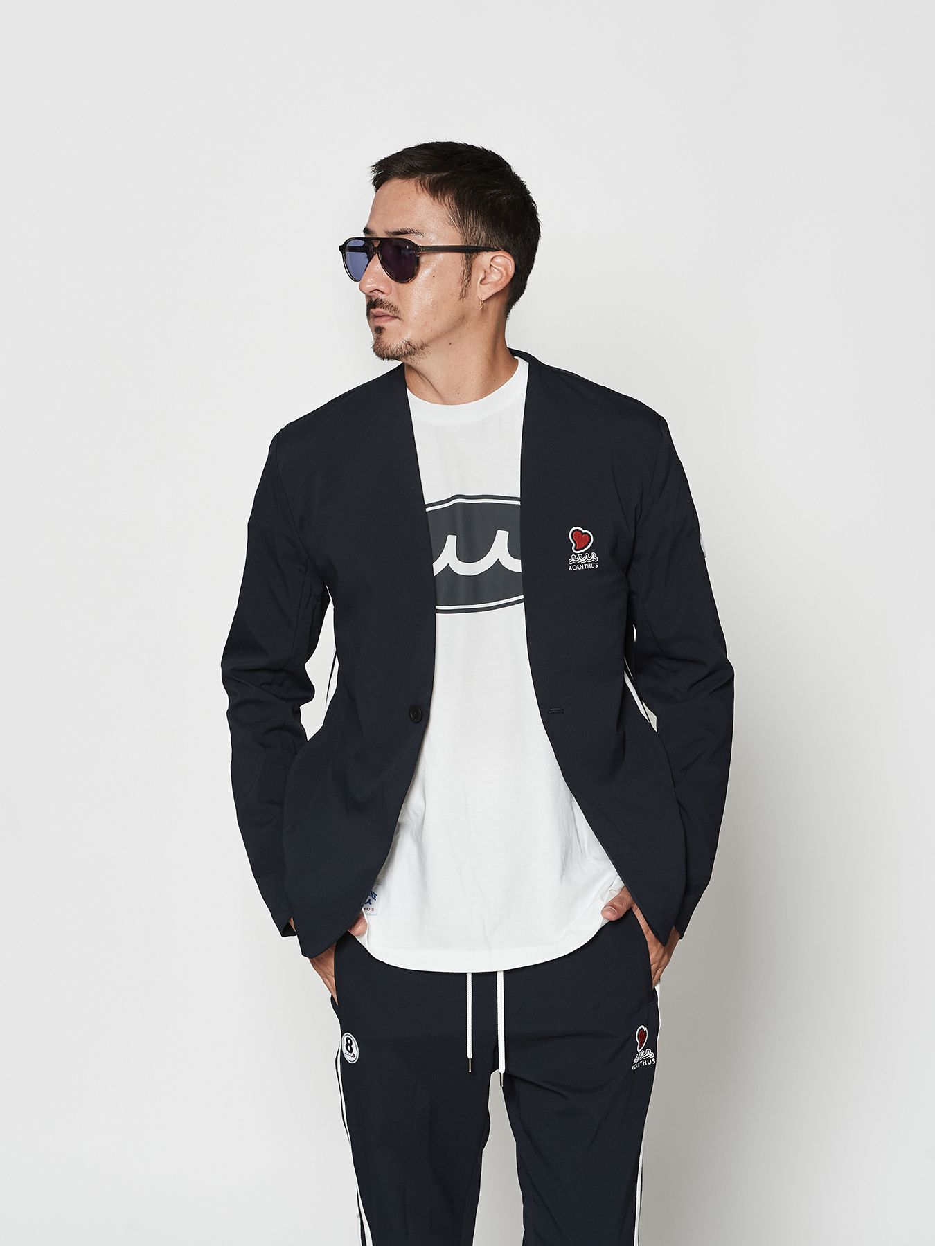 【予約品 10月9日(木) 締切】muta sweet no collar jacket / ノーカラージャケット / ネイビー【Acanthus × muta MARINE】