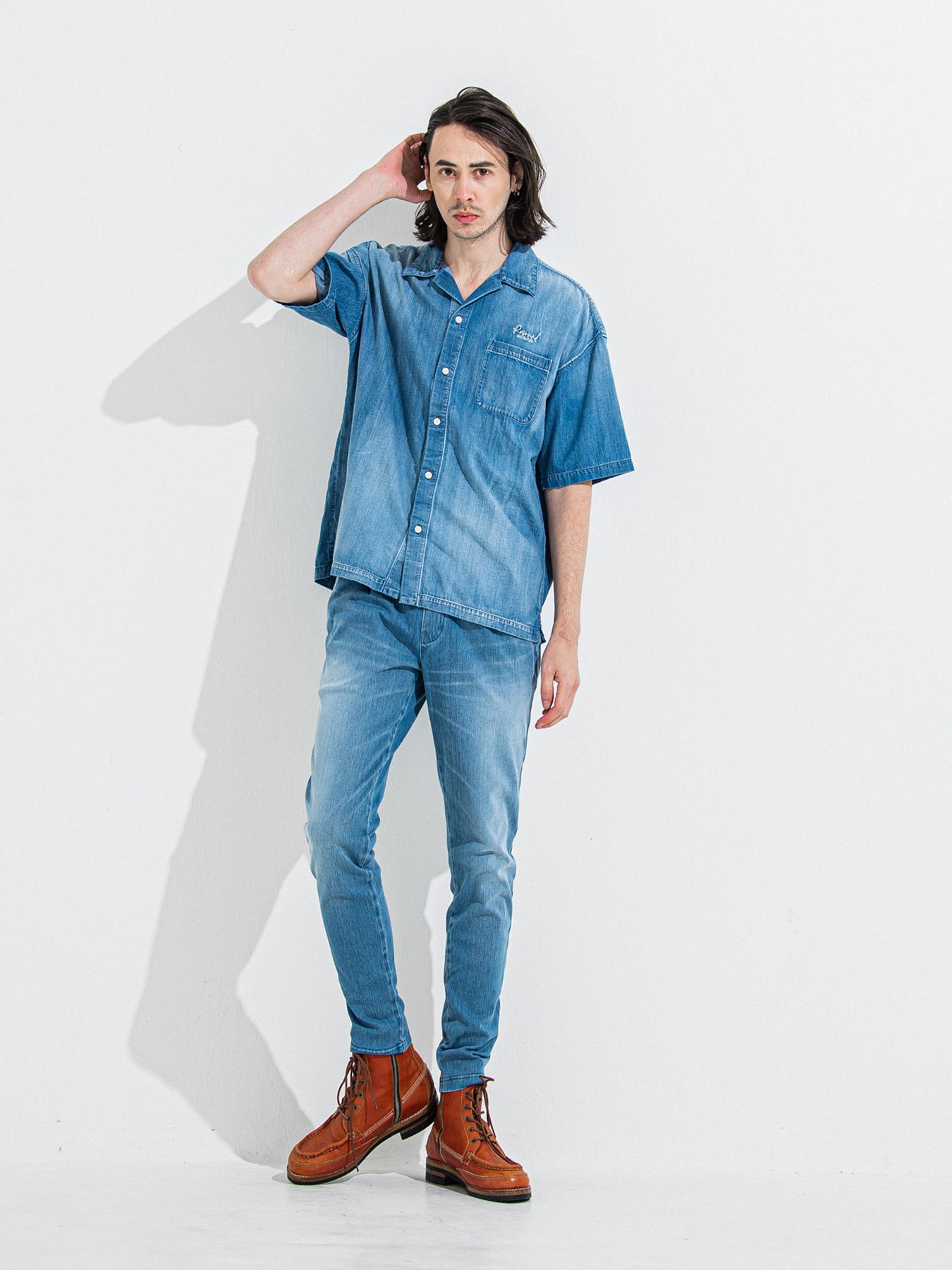 【予約品】ZACK HALF DENIM SHIRT / ザックハーフスリーブスリーブデニムシャツ / ライトインディゴ