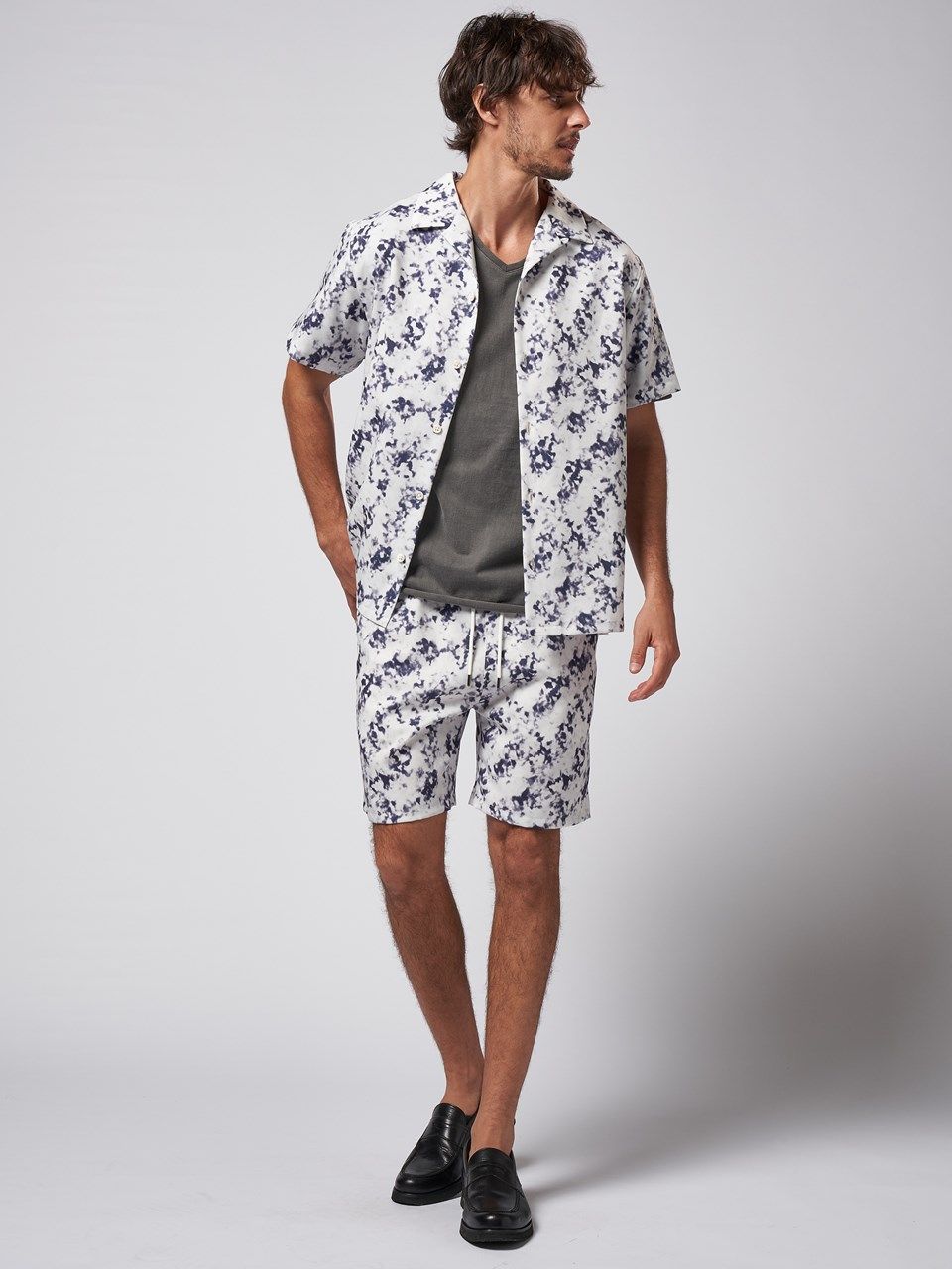 《予約品》 patterned s/s shirt / ハワイアンシャツ / ブラック