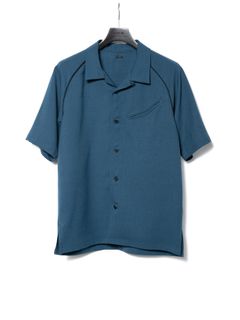【予約品 10月12日(日) 締切】Polyester Stretch Twill H/S Bowling Shirt / ポリエステル ストレッチ ツイル 半袖 ボーリングシャツ / ブルーグリーン