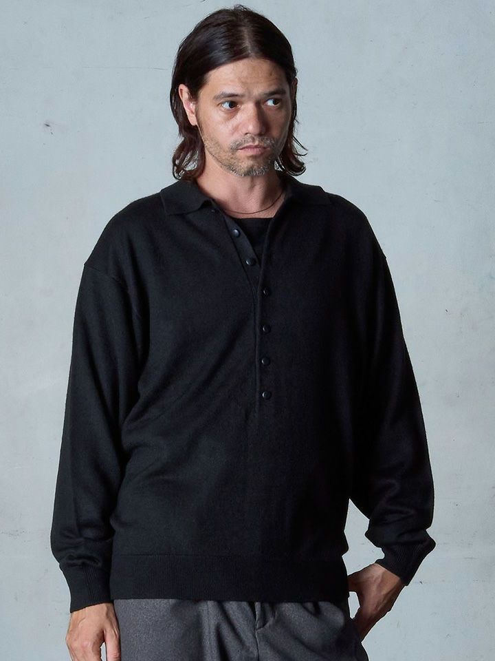 【予約品】 POLOPRO / ニットポロ / ブラック