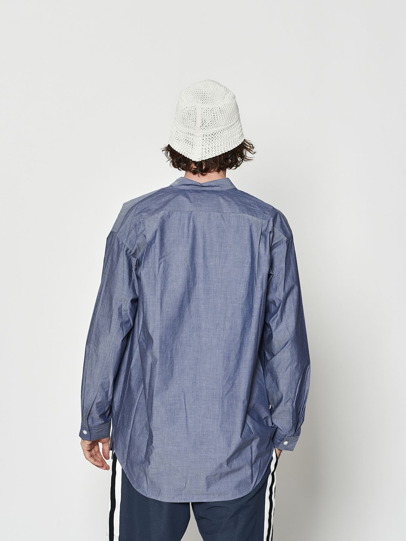 【予約品 10月9日(木) 締切】muta Oversized Band Collar Shirt / バンドカラーシャツ / ネイビー【Acanthus × muta MARINE】