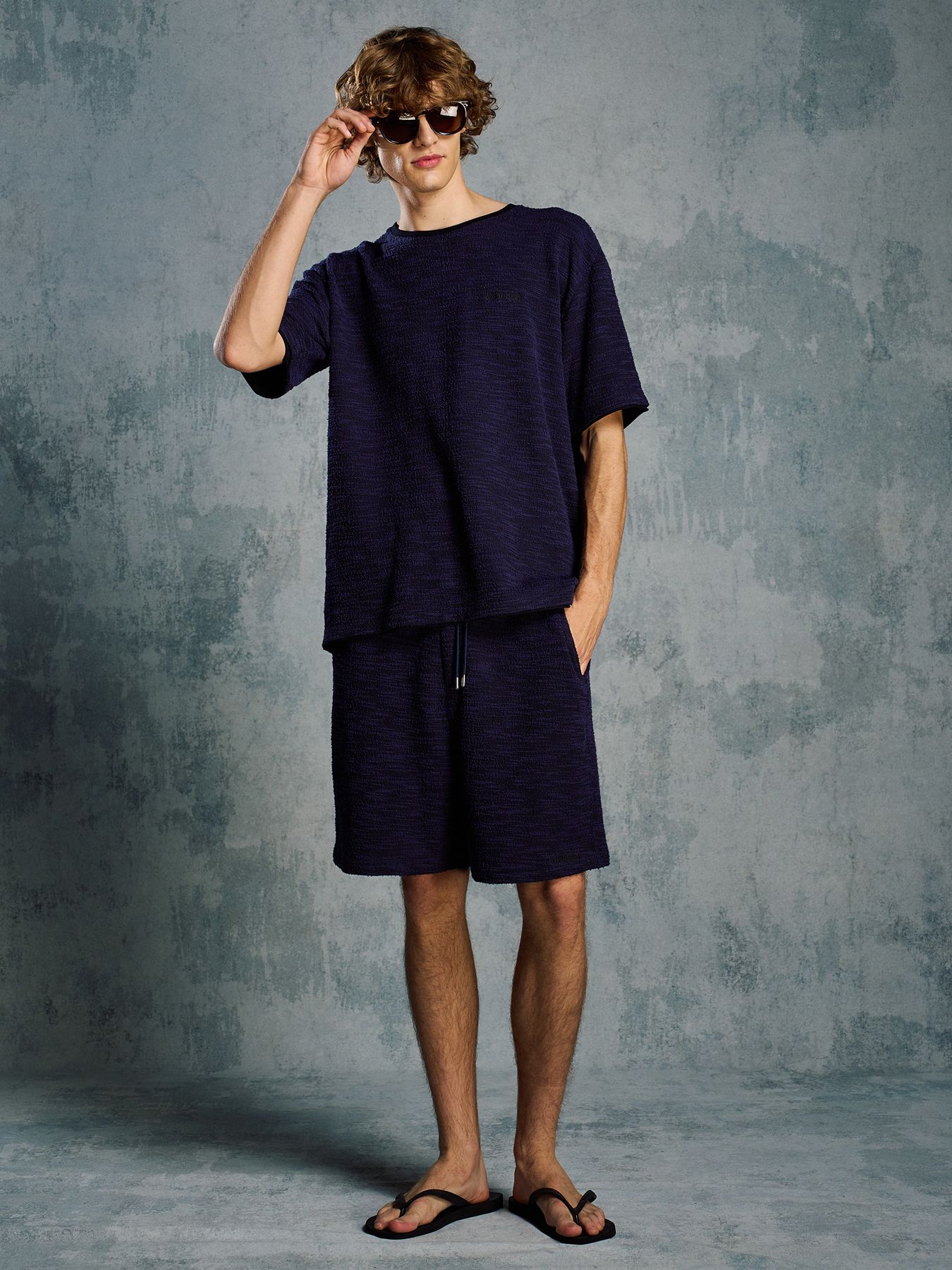 【予約品 1月25日(日) 締切】muta × wjk collection：knit jacquard relax shorts / ニットジャガード リラックスショーツ / ネイビー