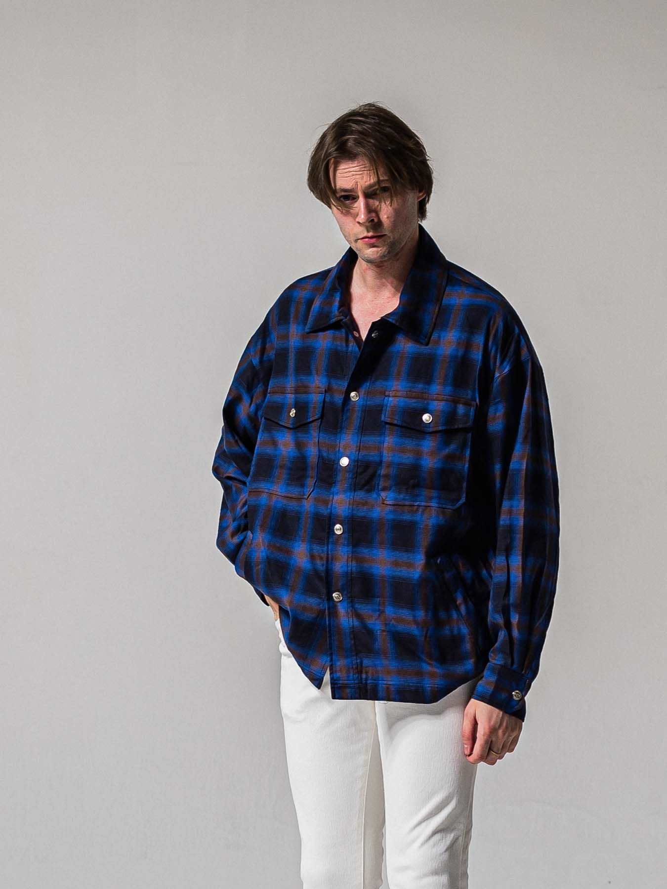 【予約品 11月16日(日) 締切】50s CHECK JK / オンブレチェック シャツジャケット / ブルー