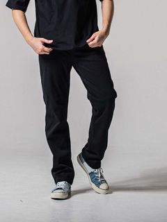 【予約品 11月16日(日) 締切】DENIM JERSEY WIDE PT / デニムジャージ セミワイドシルエット ワンタックイージーパンツ / ブラック