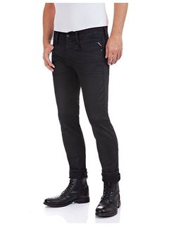 ANBASS 11.5oz ハイパーフレックス RE-USED ブラックストレッチデニム / デニムパンツ  / ブラック
