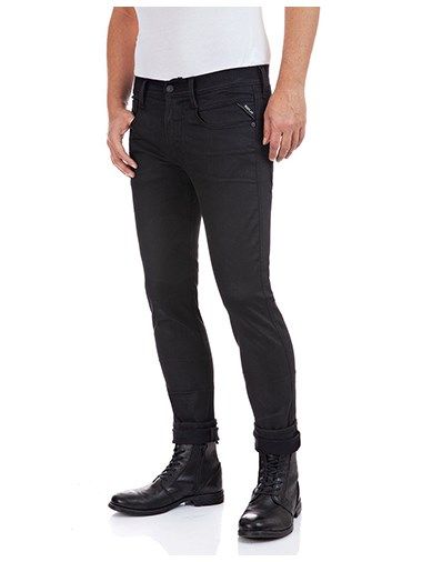 ANBASS 11.5oz ハイパーフレックス RE-USED ブラックストレッチデニム / デニムパンツ  / ブラック