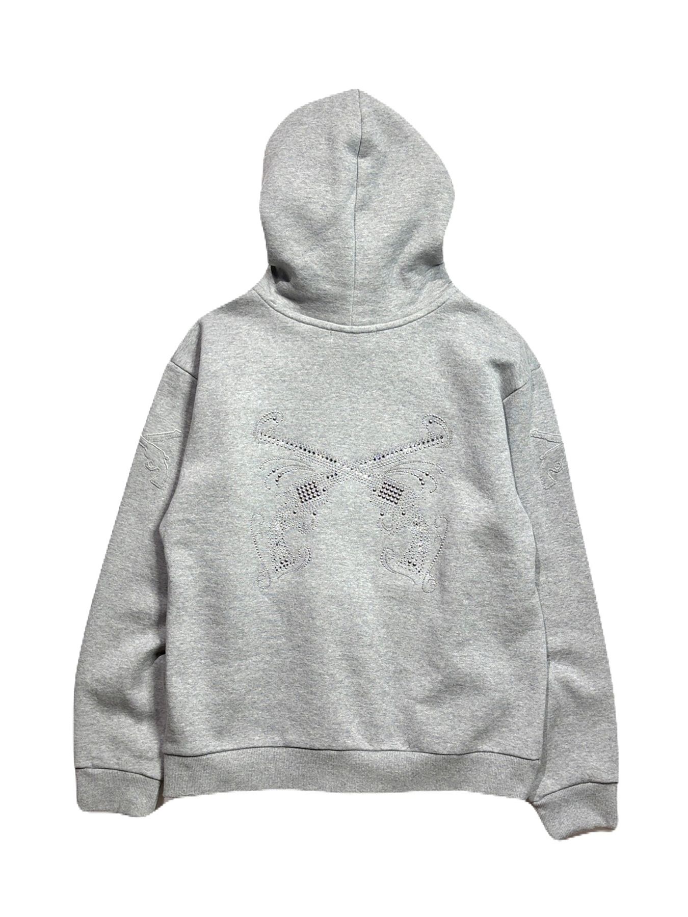 【予約品 3月9日(月) 18:00 締切】CROSSGUN MET HOODIE / メタルクロスガン ジップフーディ / グレー