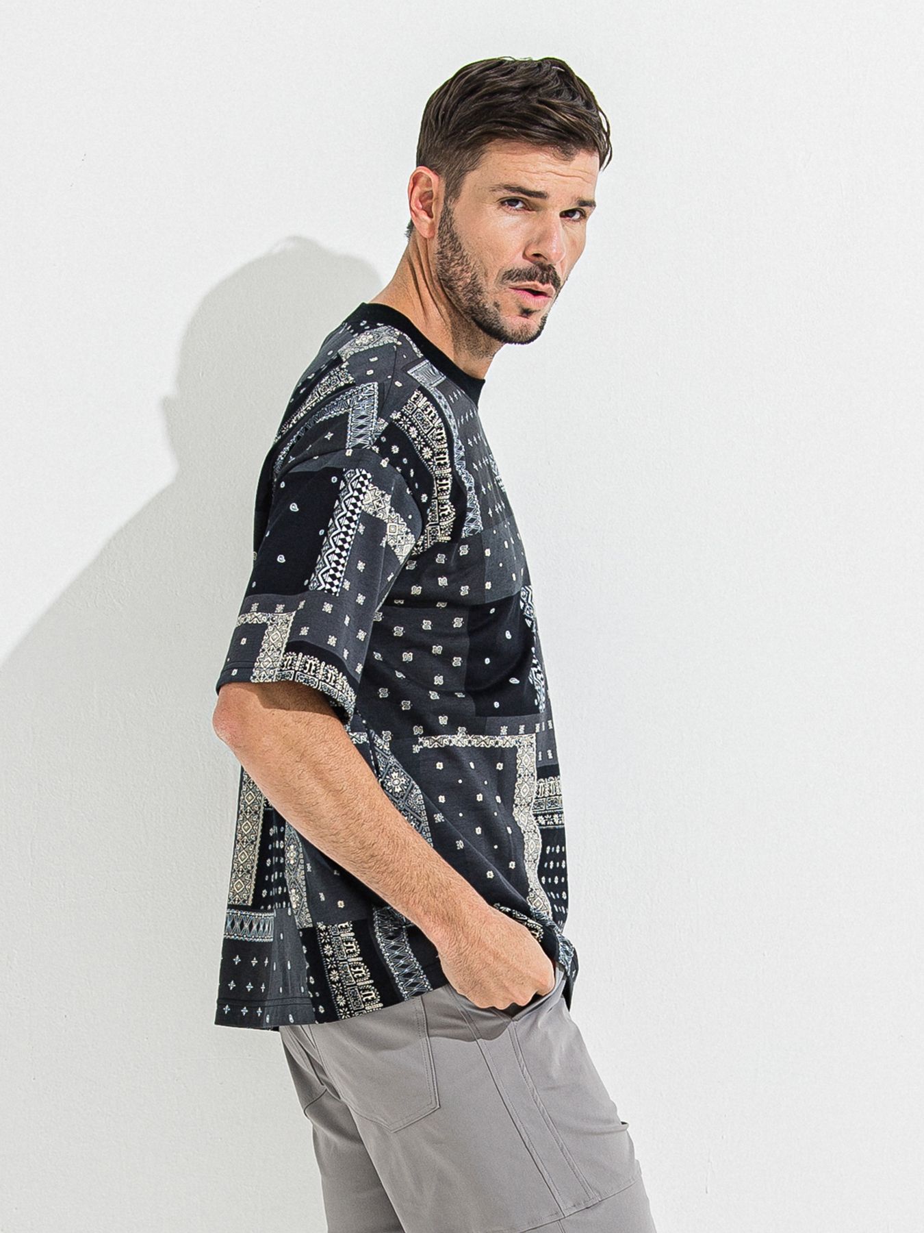 BANDANA OVER TEE / バンダナオーバーサイズTシャツ / ブラック