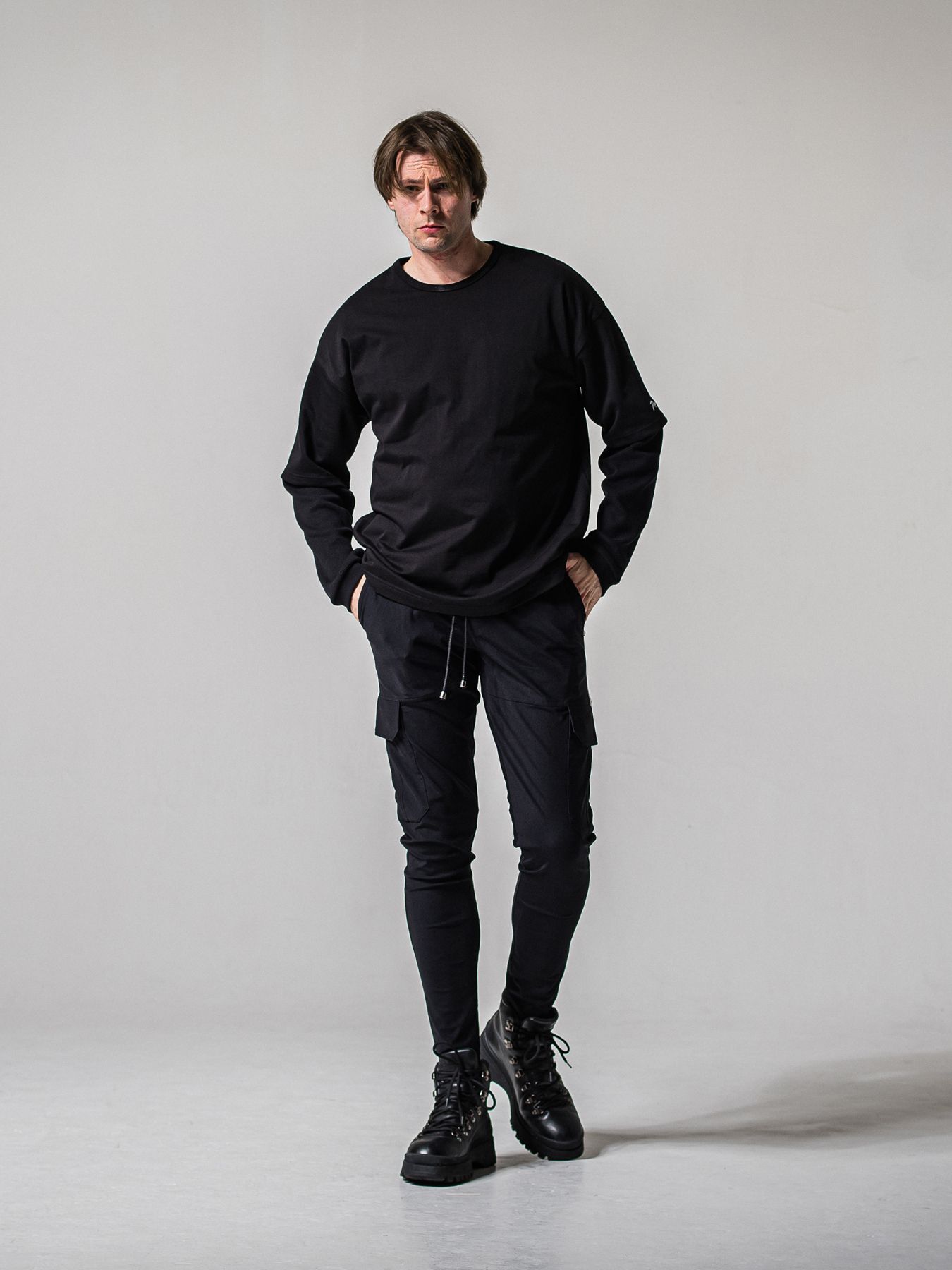 【予約品 11月16日(日) 締切】FAKE LAYERED WAFFLE LONGSLEEVE / フェイクレイヤード ワッフル ロングスリーブTシャツ / ブラック