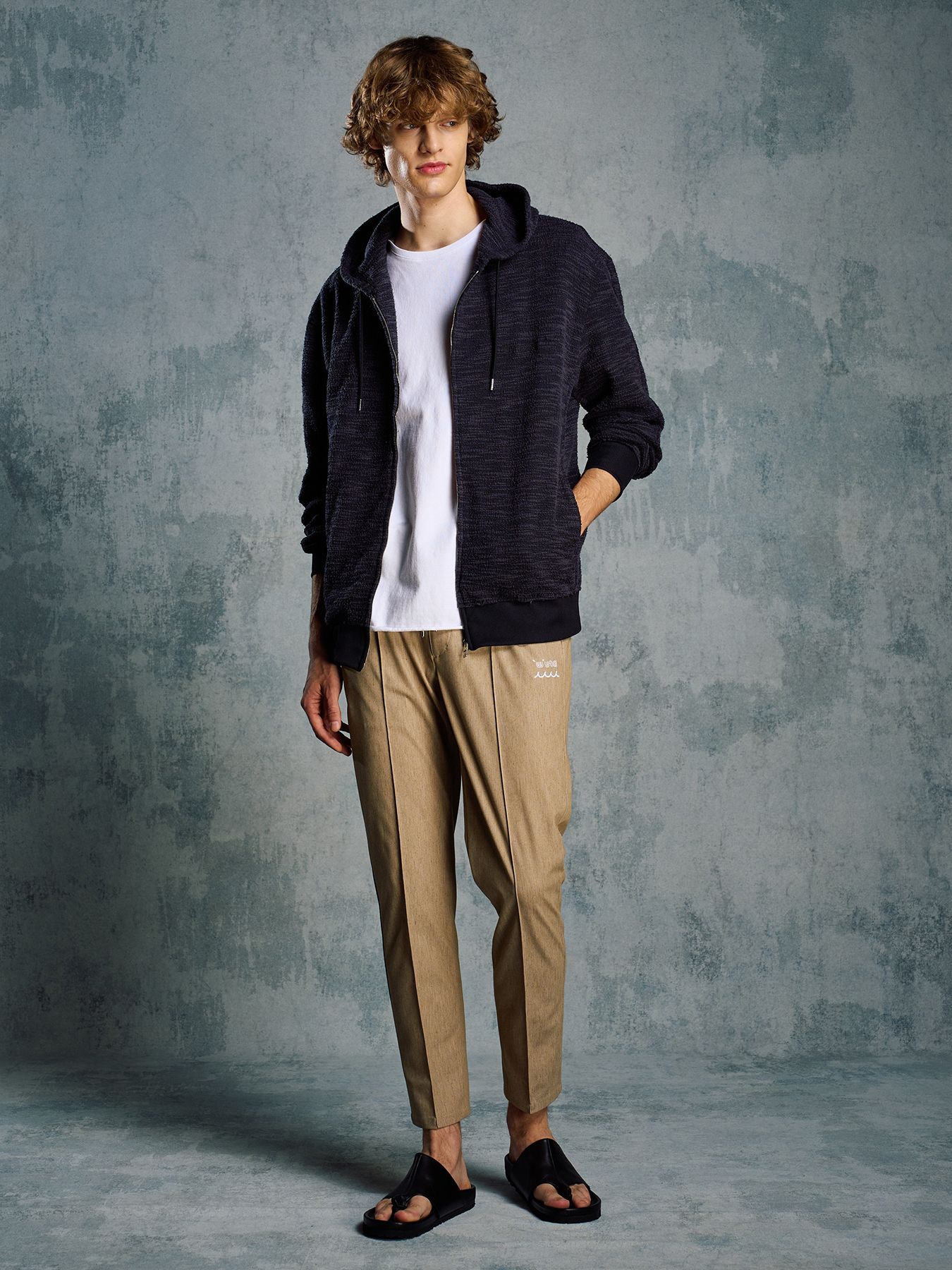 【予約品 1月25日(日) 締切】muta × wjk collection：knit jacquard relax parker / ニットジャガード リラックスパーカー / ブラック