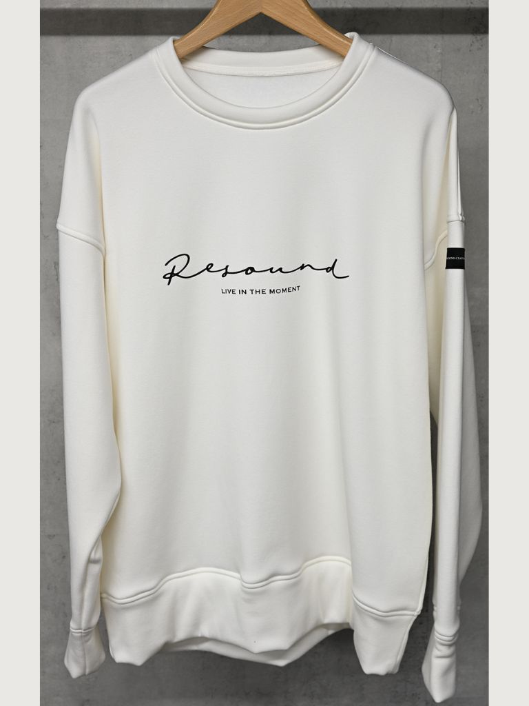 《予約9月1日18時締め》 handwriting rogo  velours fleece drop trainer  / ルーズトレーナー / ホワイト