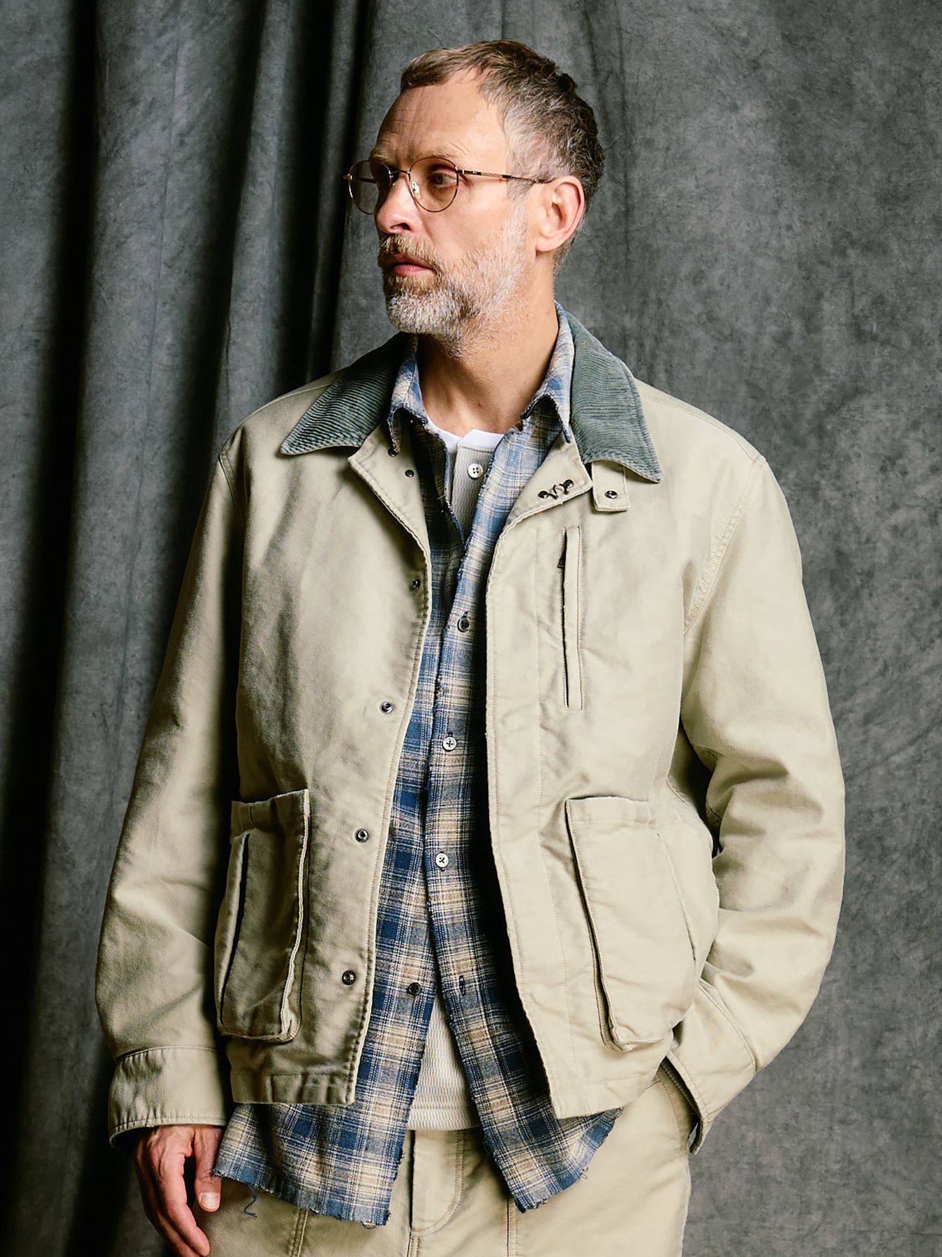 【予約品 4月19日(日) 18時締切】heavy moleskin short coverall jacket / ヘビーモールスキン ショートカバーオールジャケット / ライトカーキ