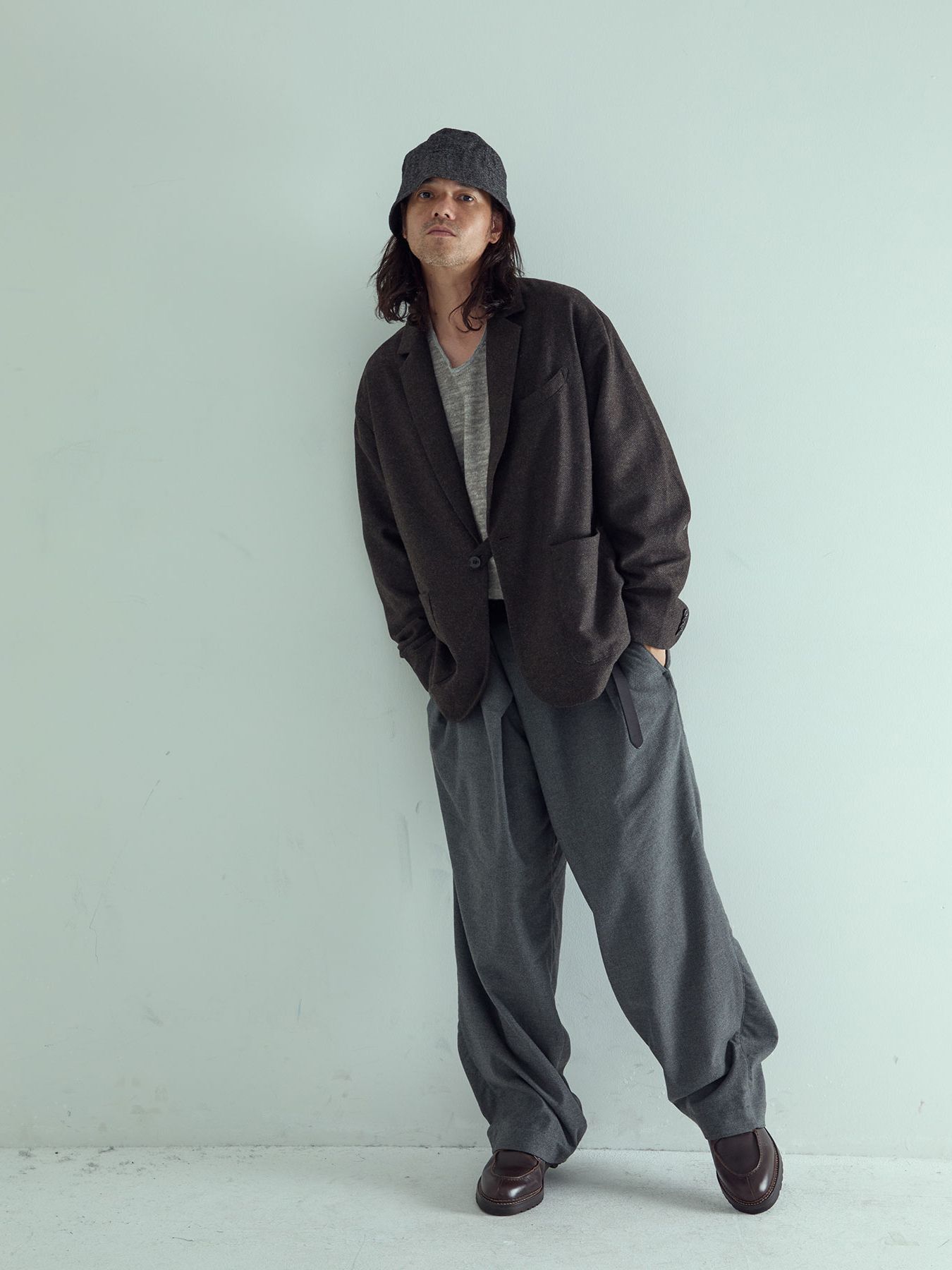 【予約品 】FISHERS / ワイドトラウザーズ / 杢グレー