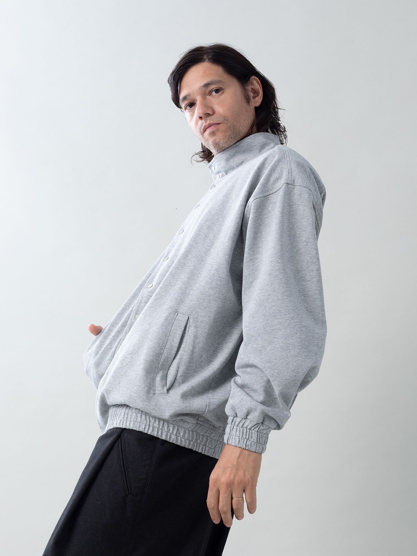 【予約品 5月6日(水) 締切】MOLD-SWEATJACKET / スタンドブルゾン / 杢グレー