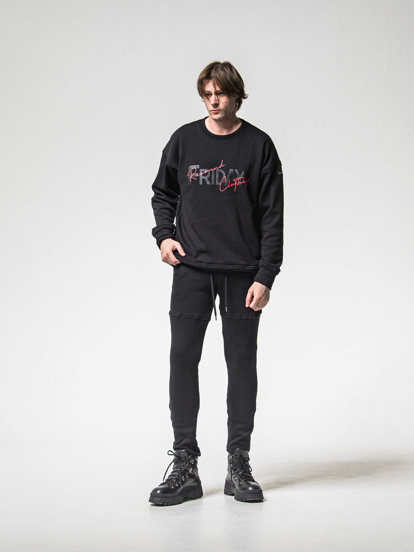 【予約品 8月31日(日) 締切】FRIDAY OLD LOGO VEROURS FLEECE TRAINER / FRIDAYコラボ オールドロゴ ベロアフリース トレーナー / ブラック