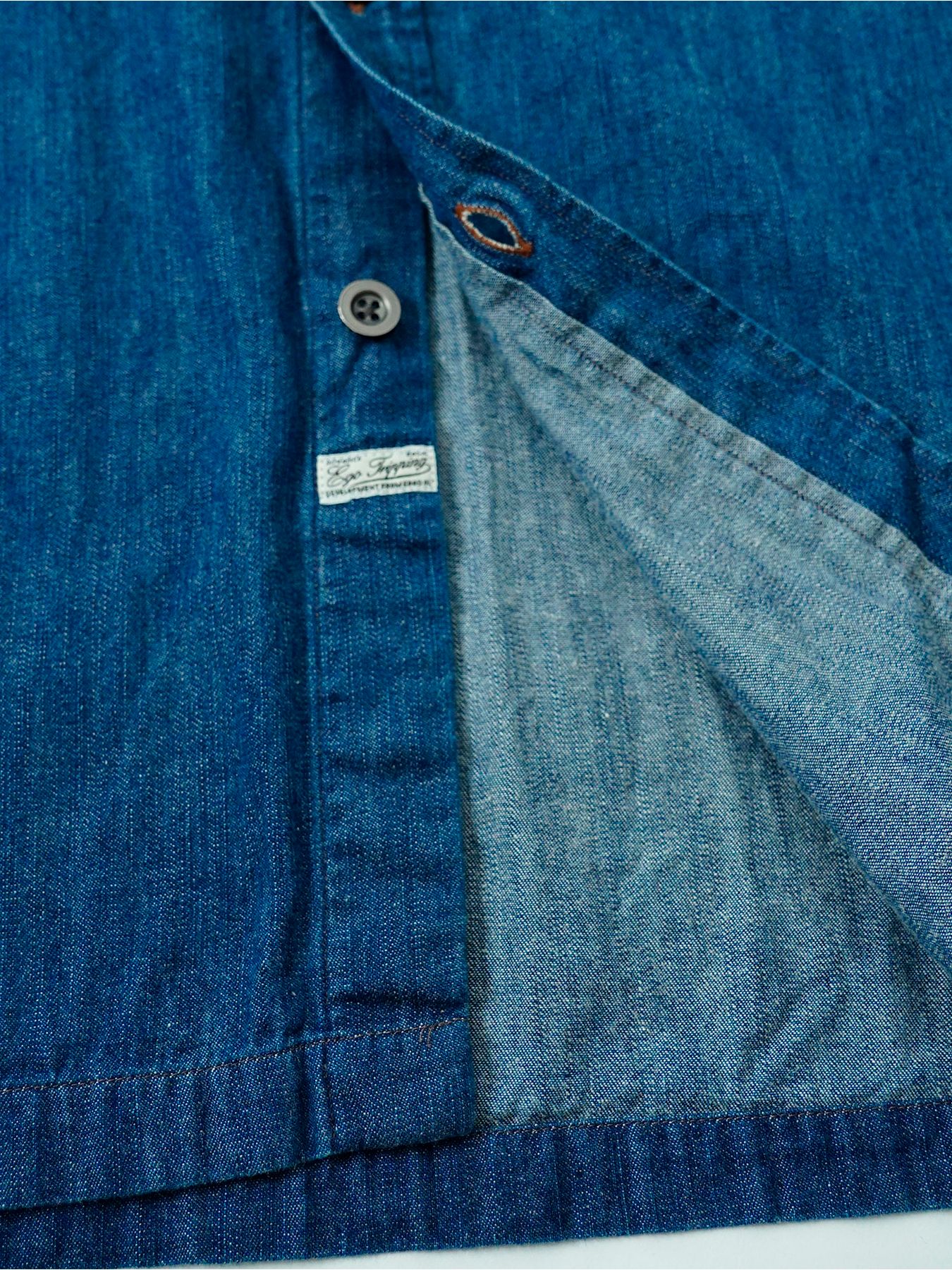 【予約品 11月9日(月) 締切】MILITARYSHIRT Denim / デニムミリタリーシャツ / インディゴ×金茶ステッチ