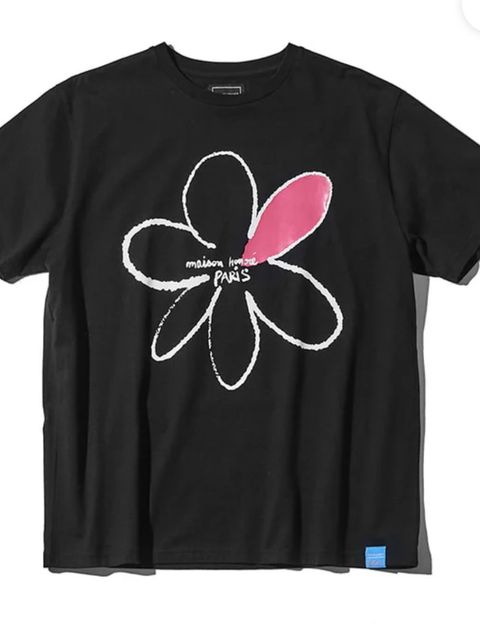 フローレント プリント T-Shirt / ブラック×ピンク 【メゾン・オノレ パリ】