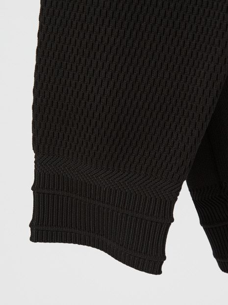 サーマルワッフル 長袖カットニット 黒【5351 POUR LES HOMMES】