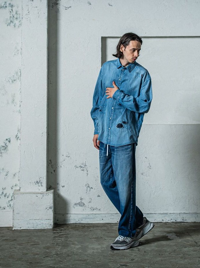 《》 denim jack shirts / デニムシャツ / インディゴクラッシュ