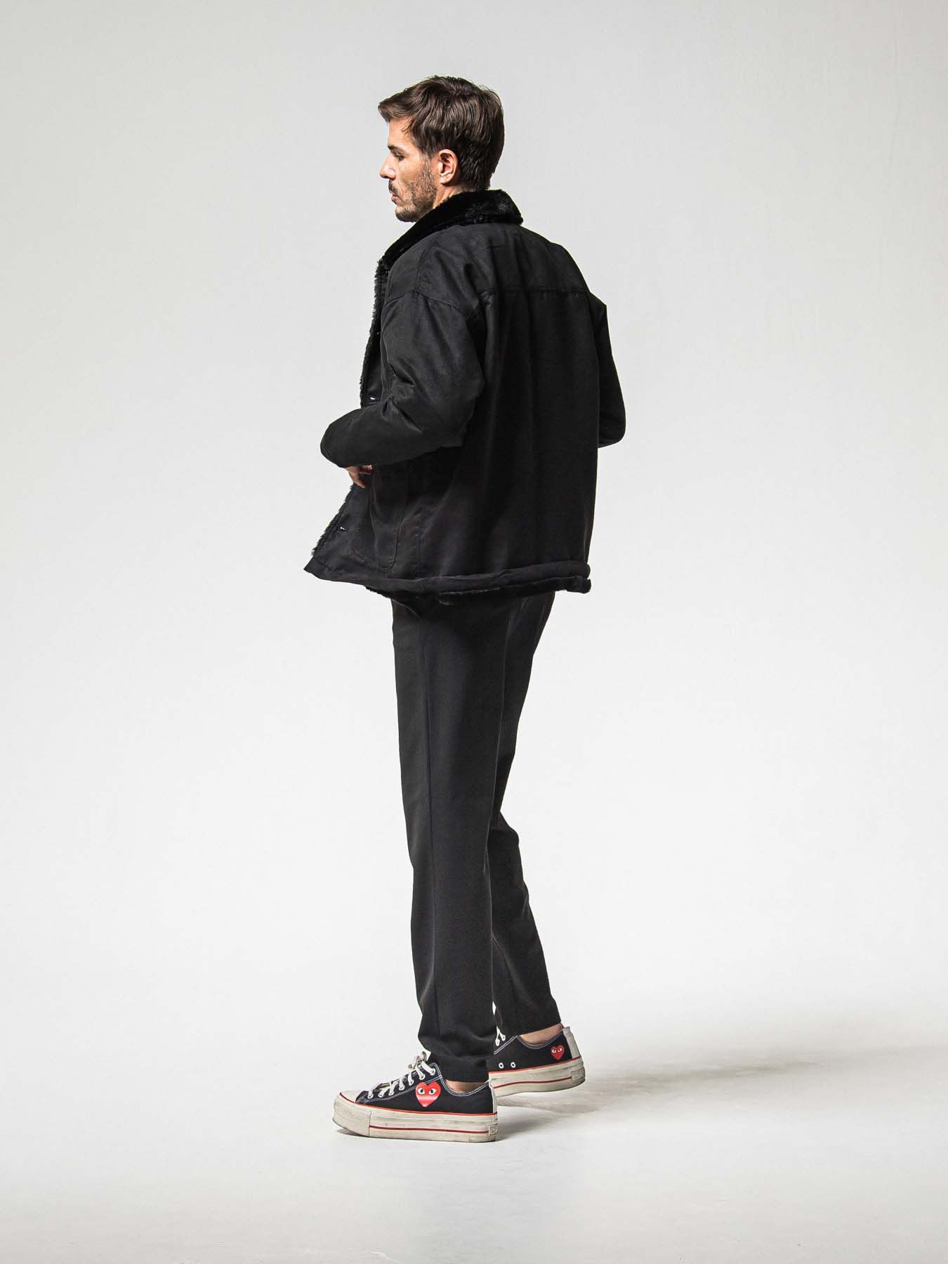 【予約品 】SUEDE FUR CAVER ALL / スウェードファーカバーオール / ブラック