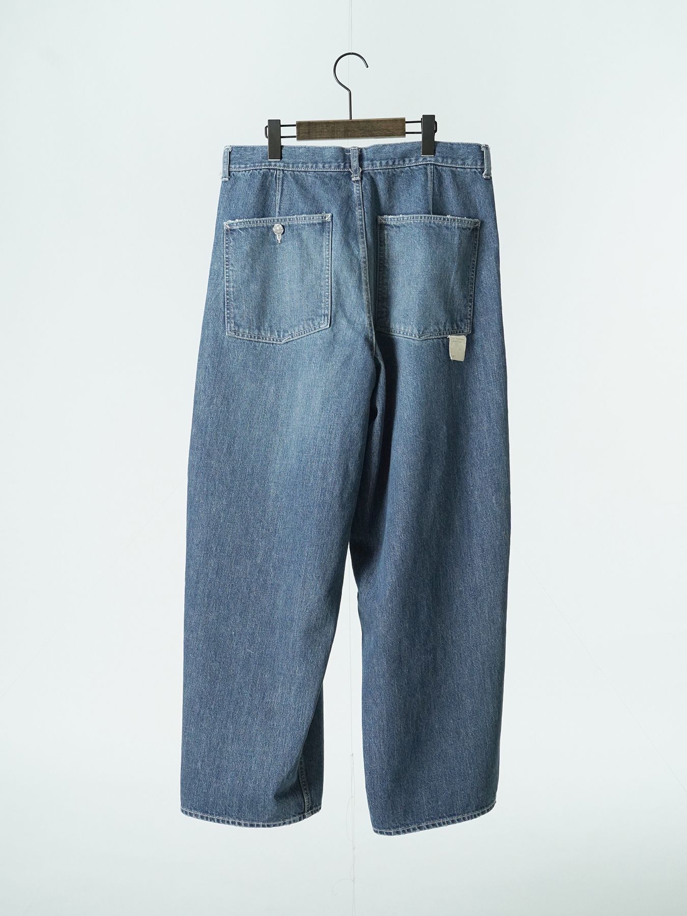 【予約品 5月6日(水) 締切】USN-DENIMTROUSERS aged / ユーズド加工 デニムミリタリーパンツ / インディゴ × 生成りステッチ 淡