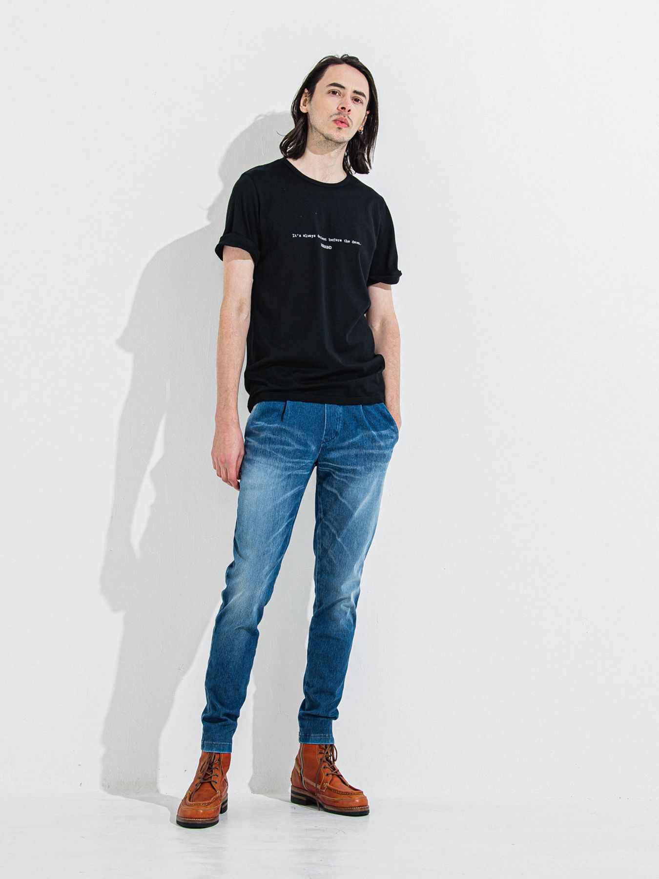 GIZA DAWN ROLL UP TEE / ギザドーンロールアップTシャツ / ブラック