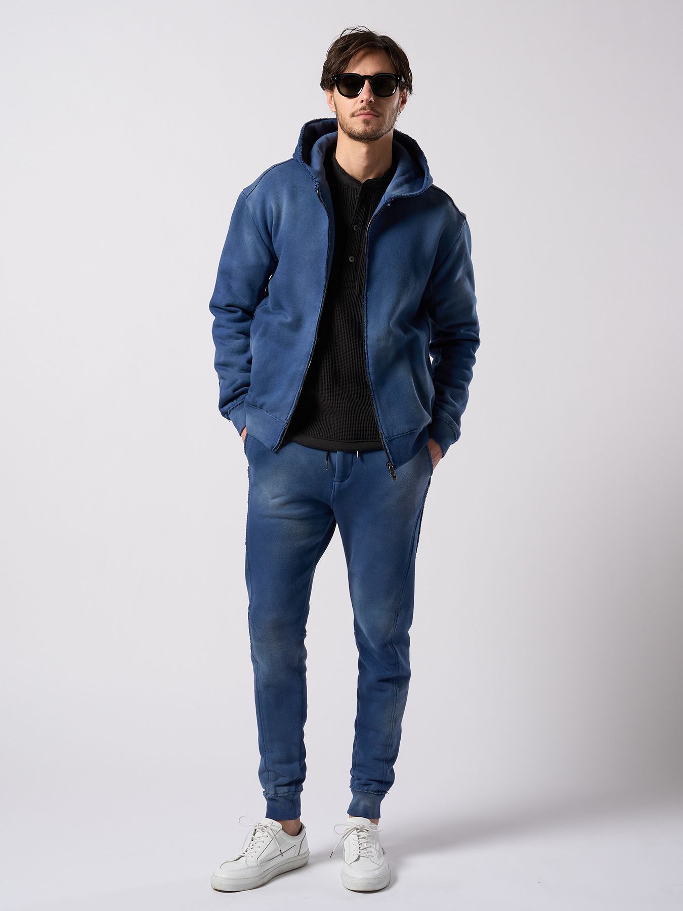 【予約品 4月19日(日) 18時締切】fade switching rib sweat pants / フェードスイッチング リブスウェットパンツ / フェードネイビー