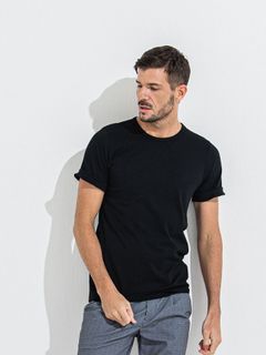 GIZA BASIC ROLL UP TEE / ギザベーシックロールアップTシャツ / ブラック